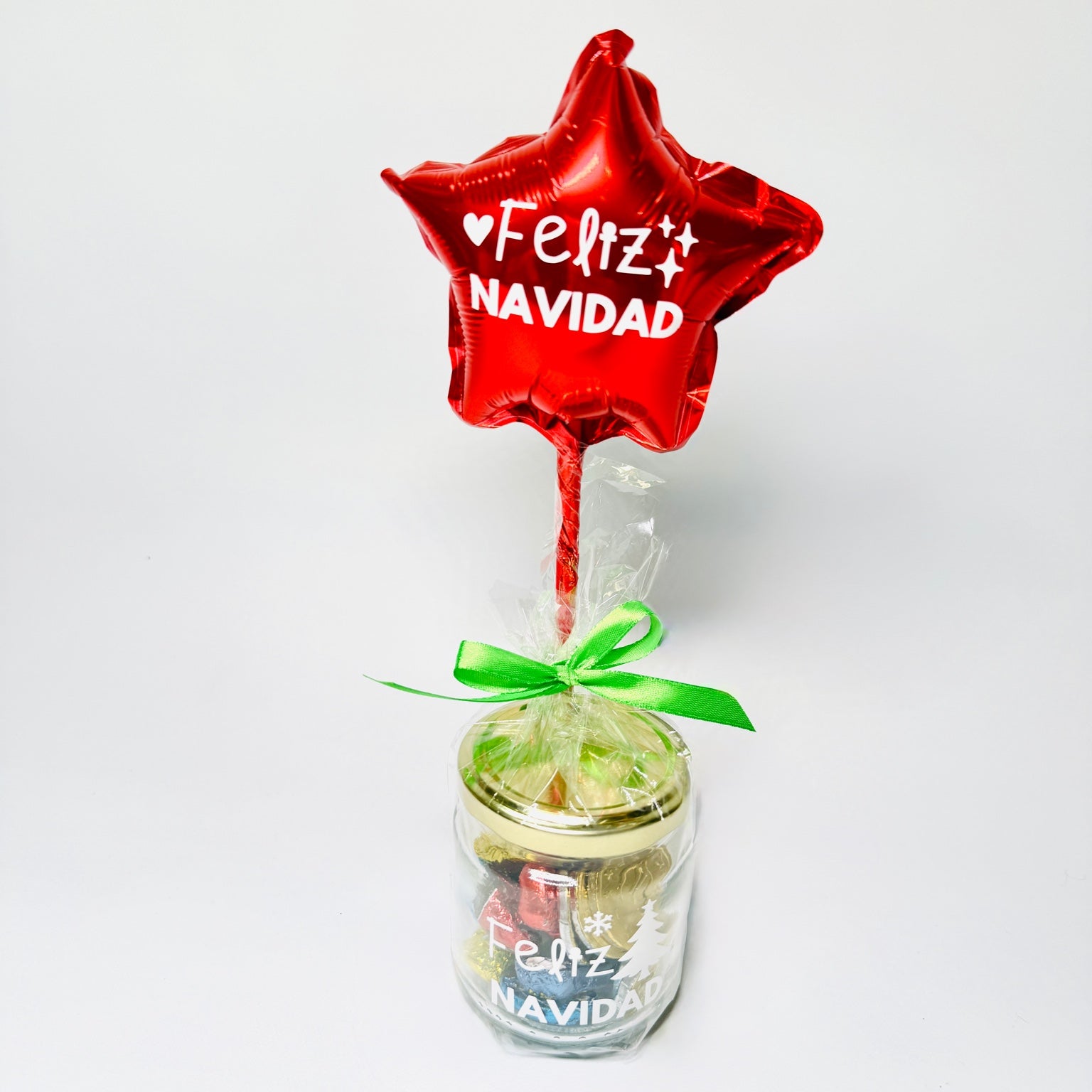 Bote Navideño con Bombones y Globo