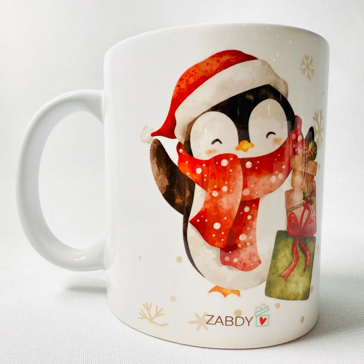 Taza Navideña Pingüino con Regalos