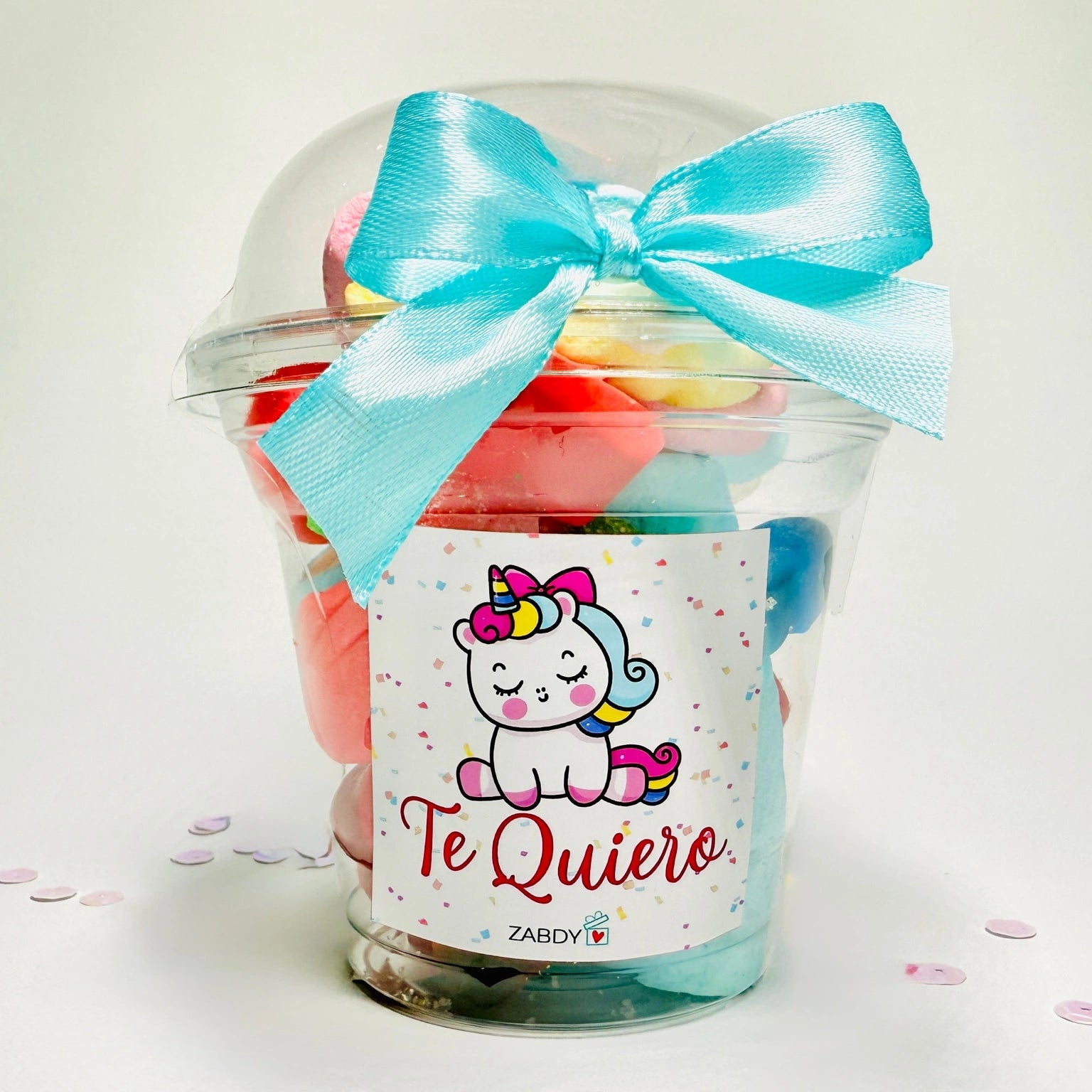 Vaso de Gominolas y Nubes “Te Quiero” Unicornio