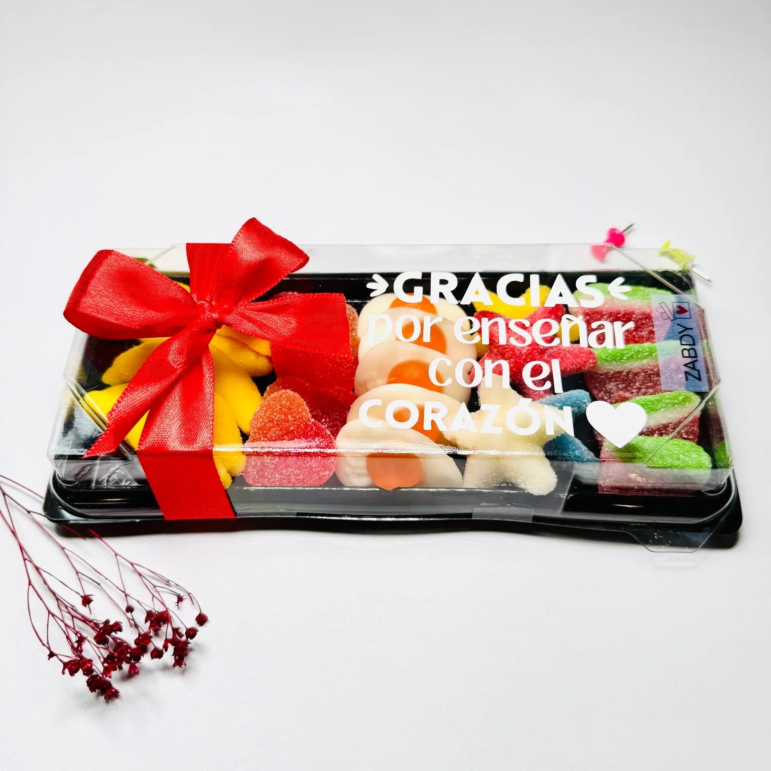 Bandeja de Gominolas Variadas – "Gracias Profe por Enseñar con el Corazón"