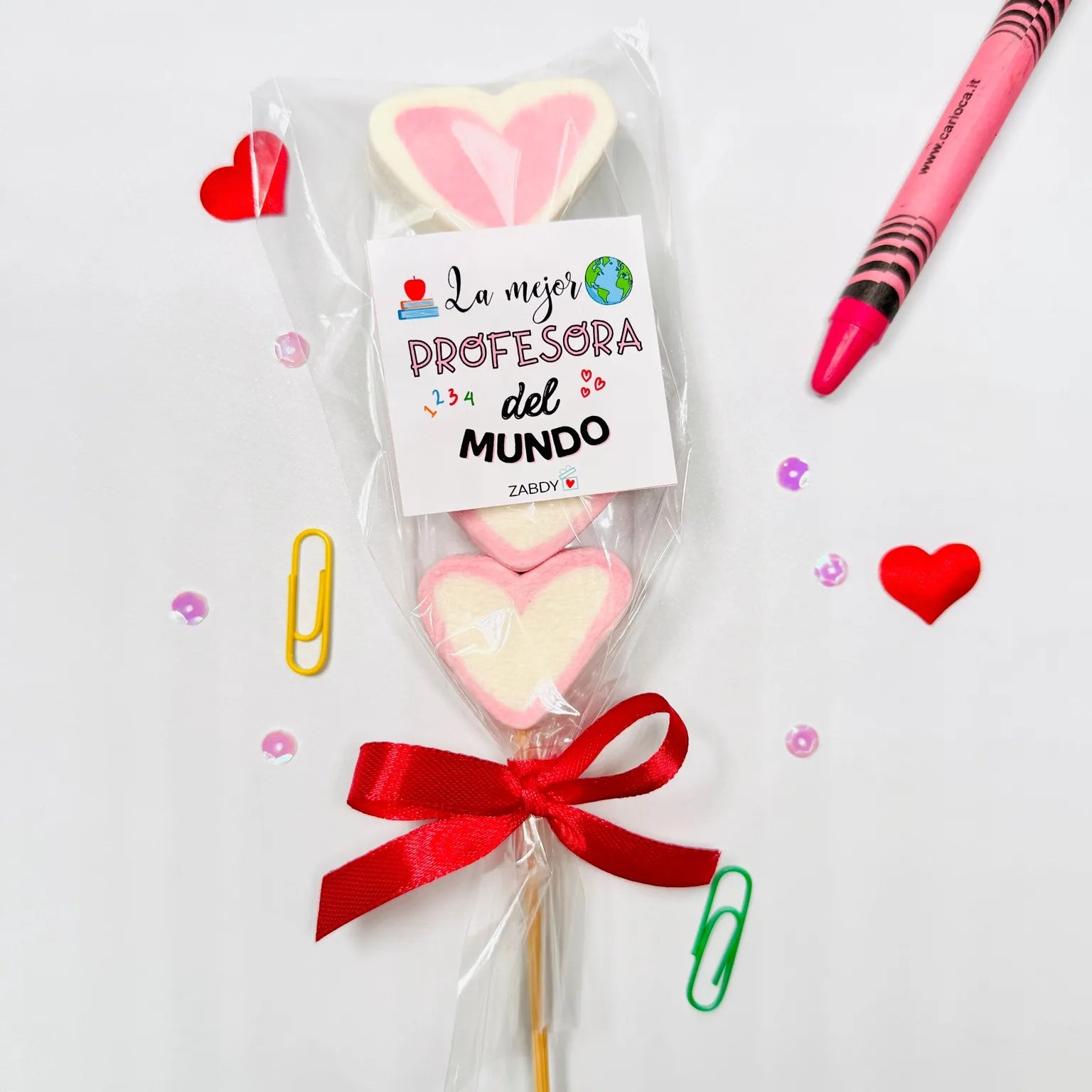 Brocheta de Nubes en Forma de Corazón – “La mejor profesora del mundo”