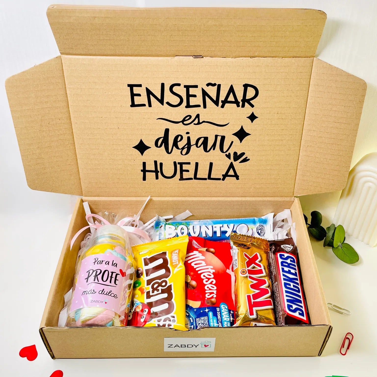 Caja regalo para profesora "Enseñar Dejar Huella"– Detalle original y dulce para fin de curso