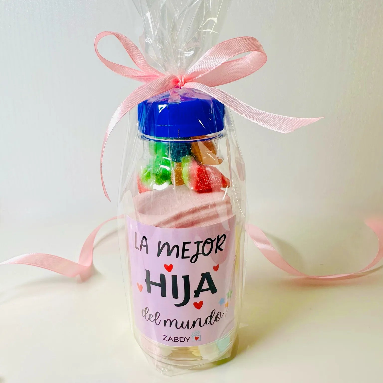 Botella Dulce “La Mejor Hija del Mundo” – Gominolas y Nubes en Botella PET Reutilizable
