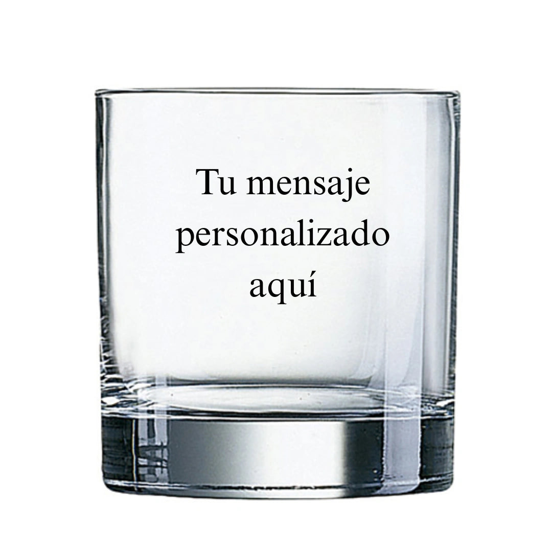 Vaso de whisky personalizado con texto