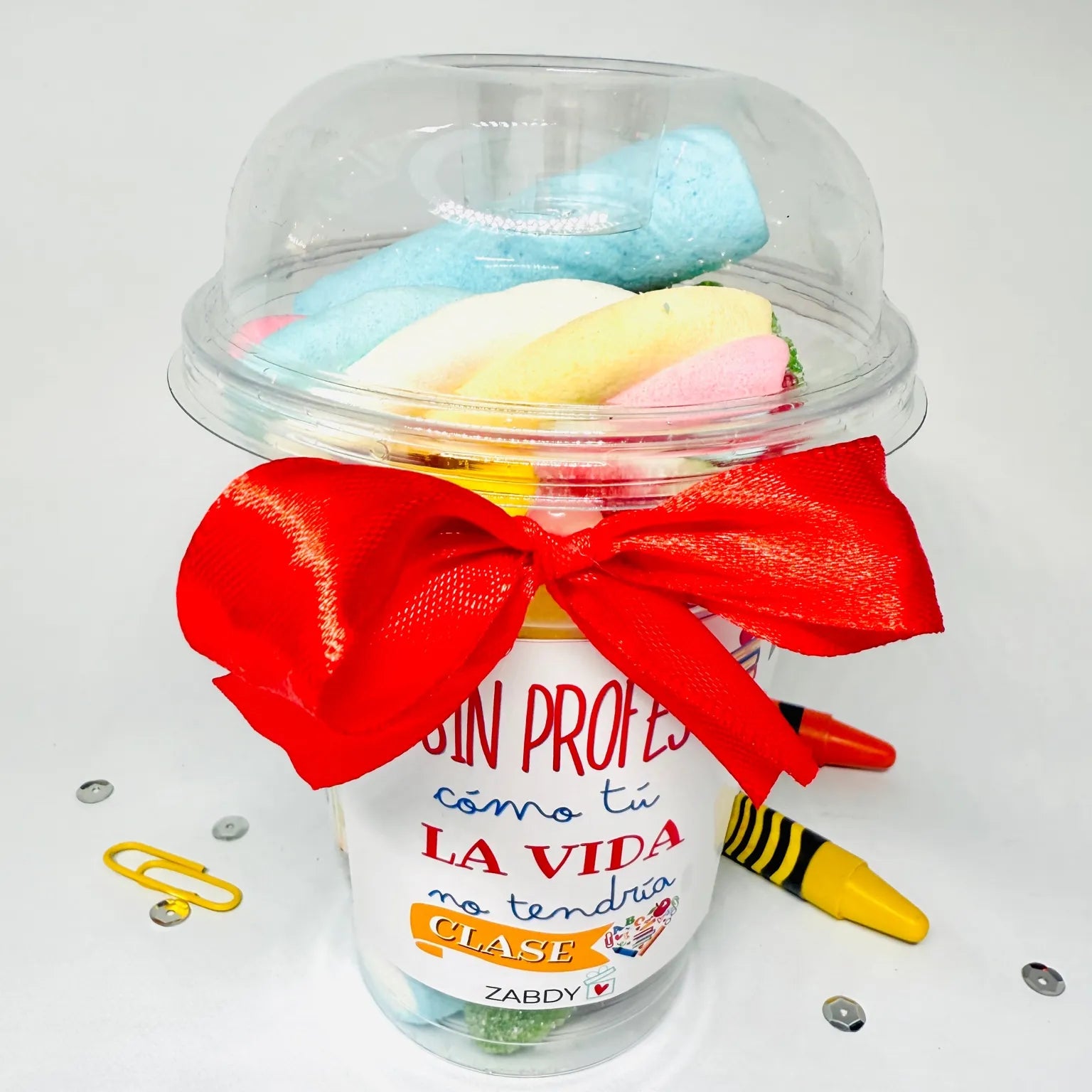 Vaso de Gominolas y Nubes para Profesores – Regalo dulce
