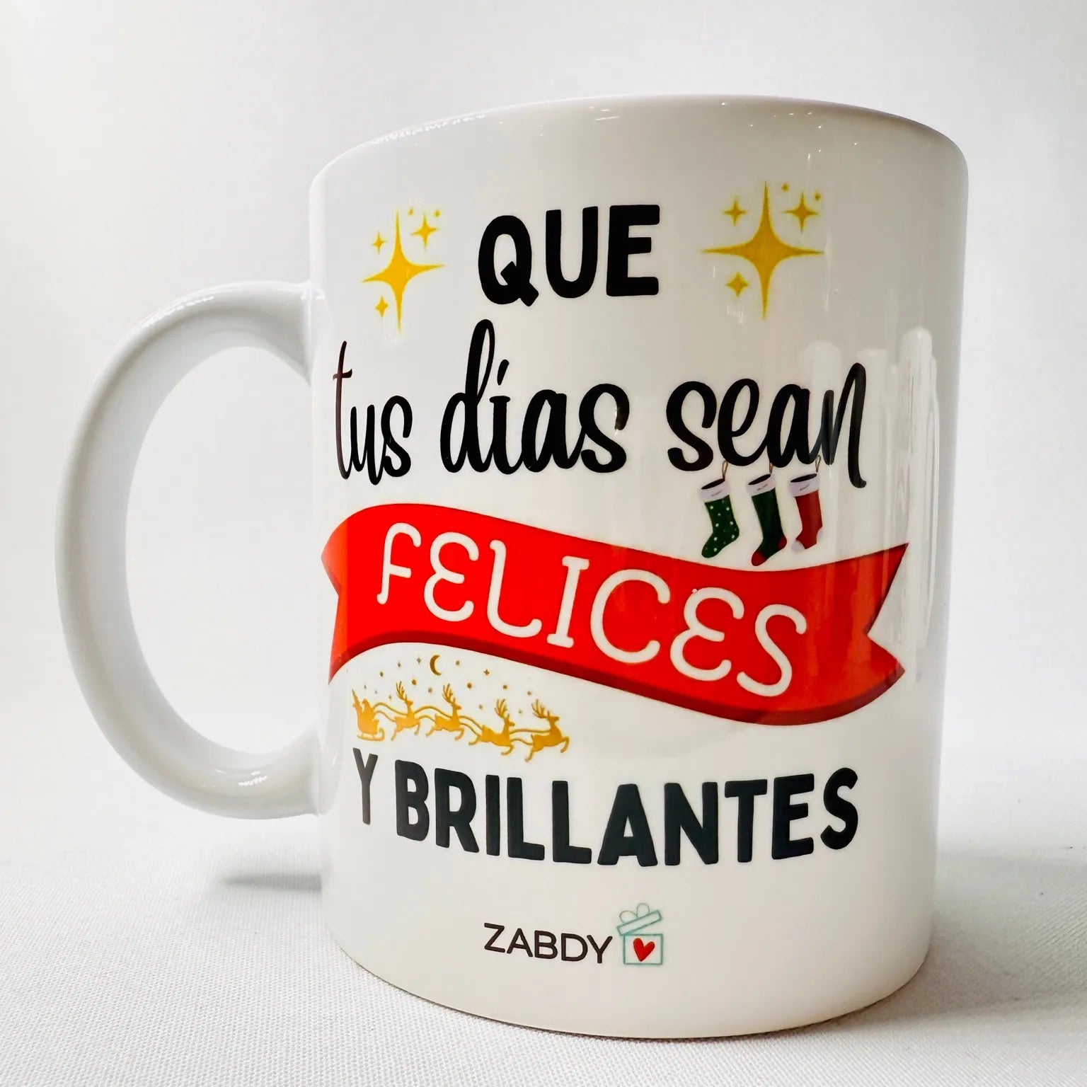 Taza Navideña Mensaje Felices y Brillantes