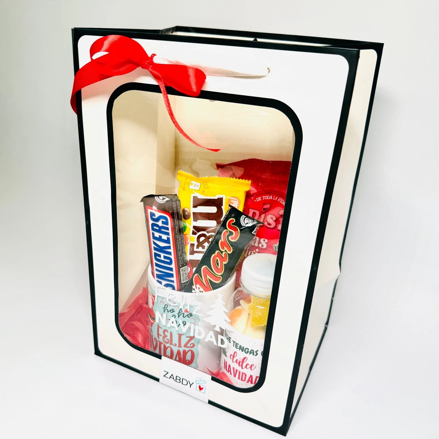 Bolsa Regalo Navideña con Taza y Chocolates – Detalle Dulce para Sorprender