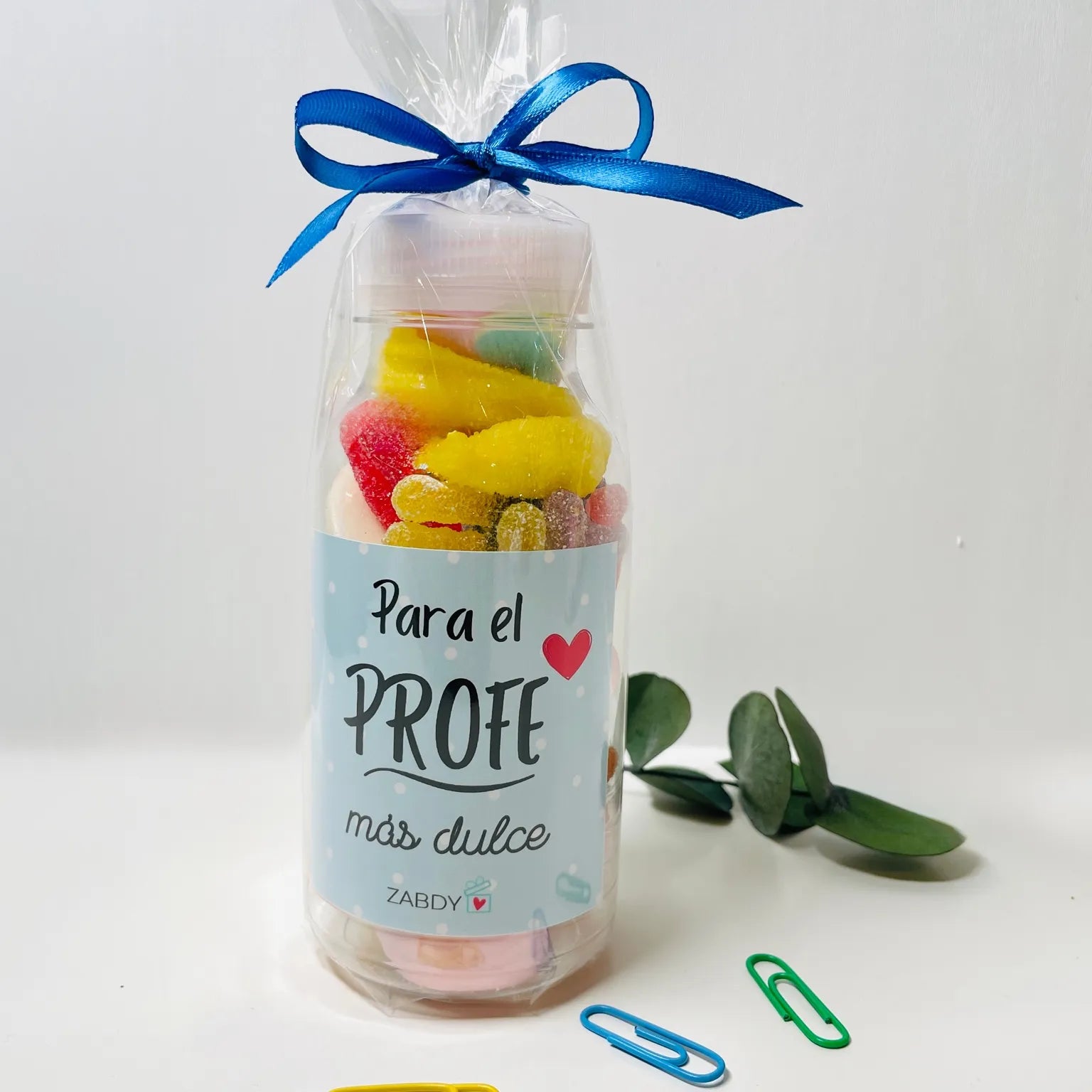 Botella de gominolas para profesores – Regalo original y dulce para el final de curso