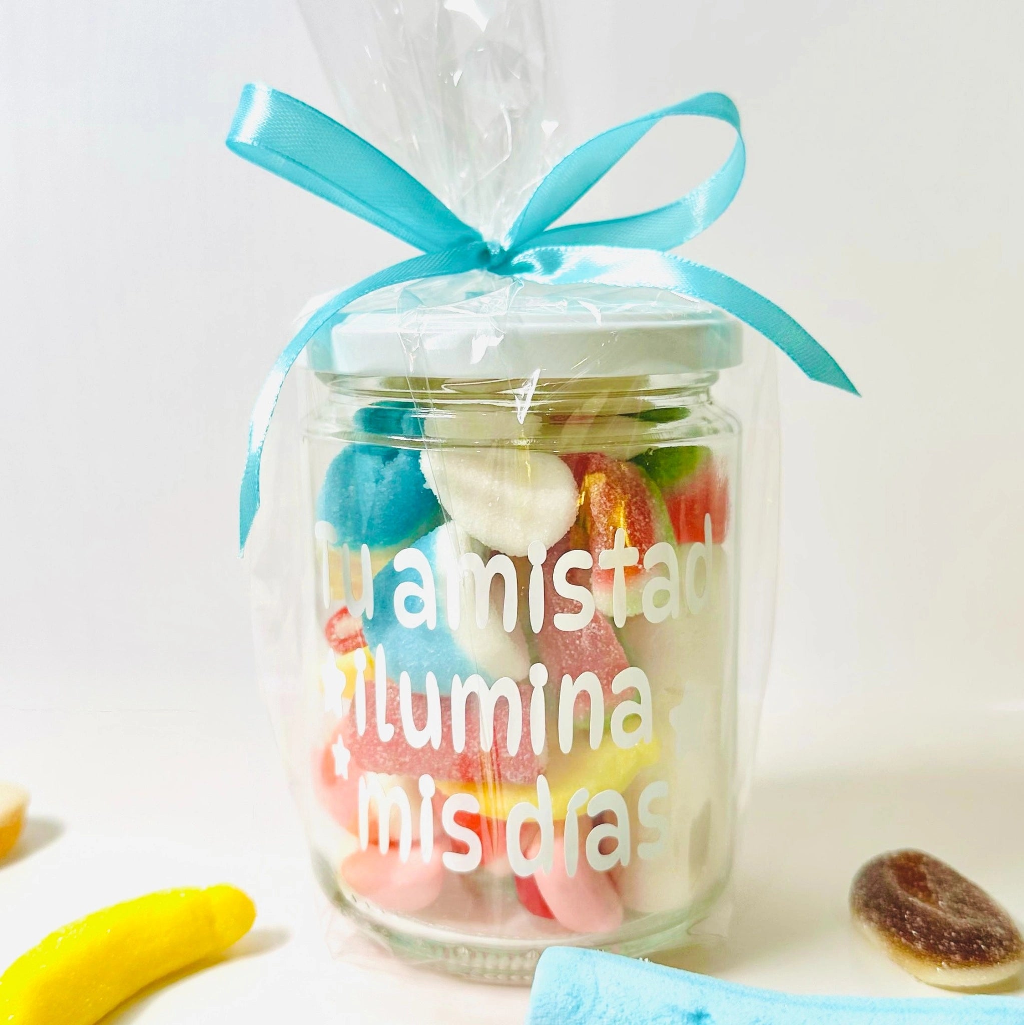 Bote De Gominolas “Tu Amistad Ilumina Mis Días” – Detalle Dulce y Emotivo