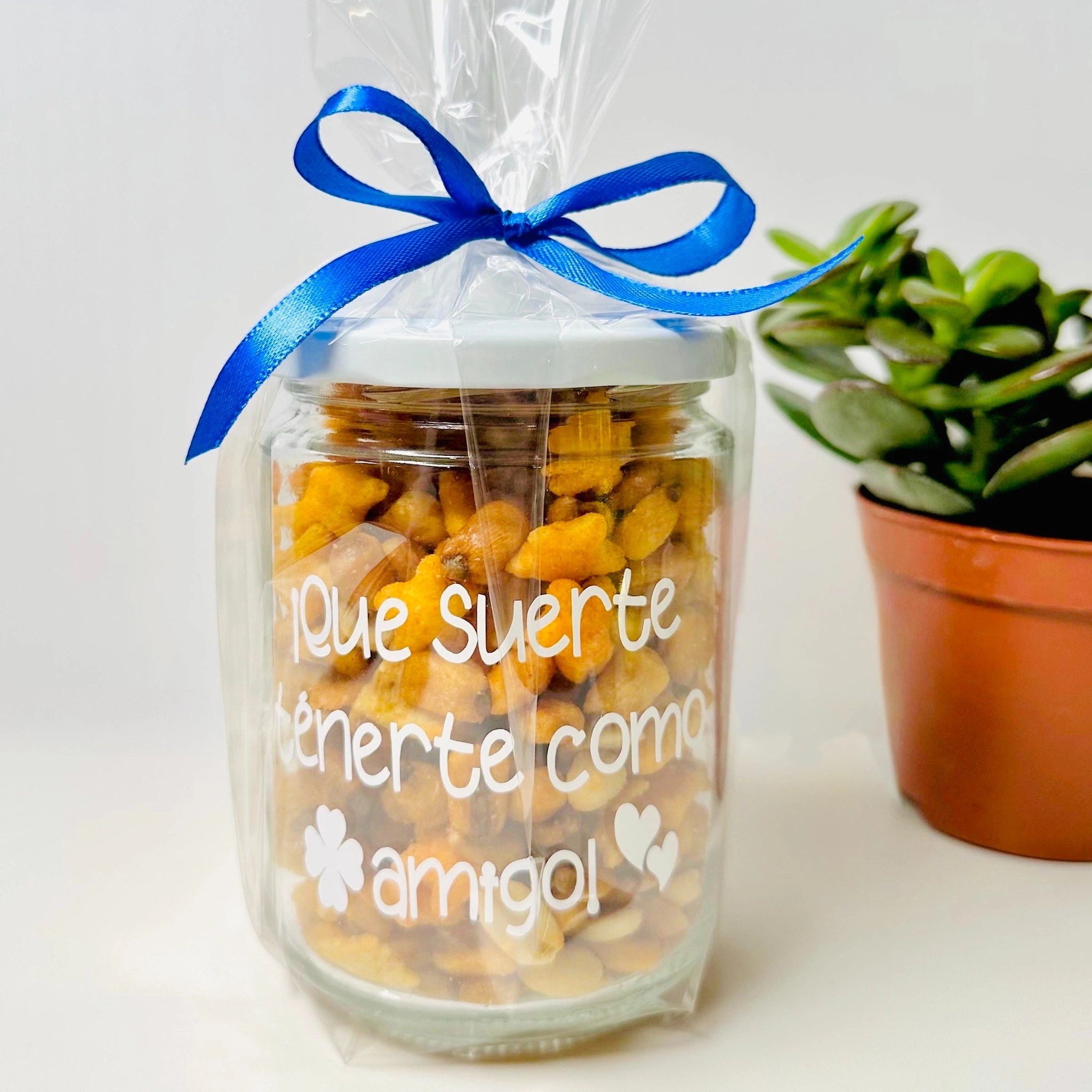 Bote Grande De Frutos Secos “Qué Suerte Tenerte Como Amigo”