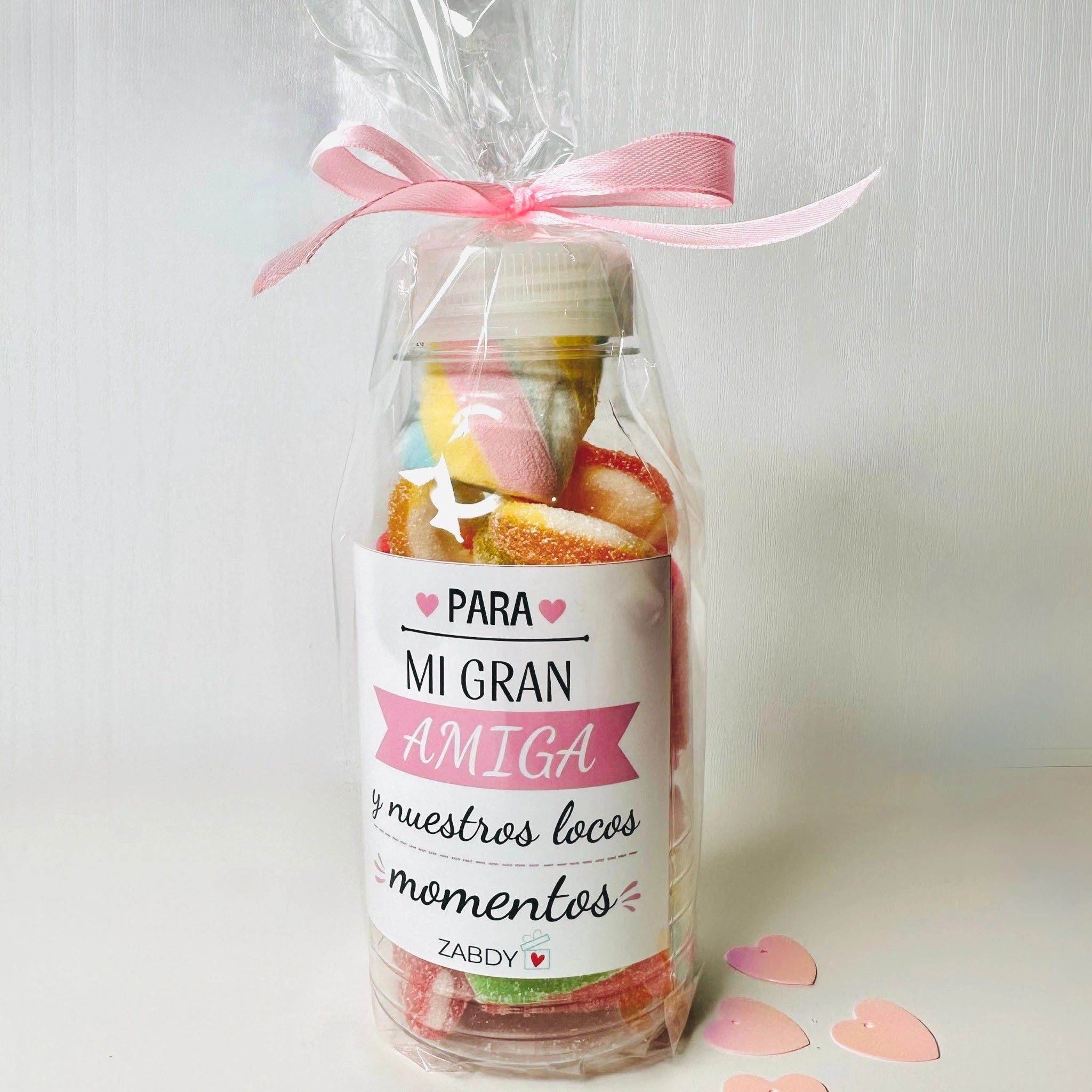Botella De Gominolas “Mi Gran Amiga Y Nuestros Locos Momentos” – Dulce Regalo De Amistad