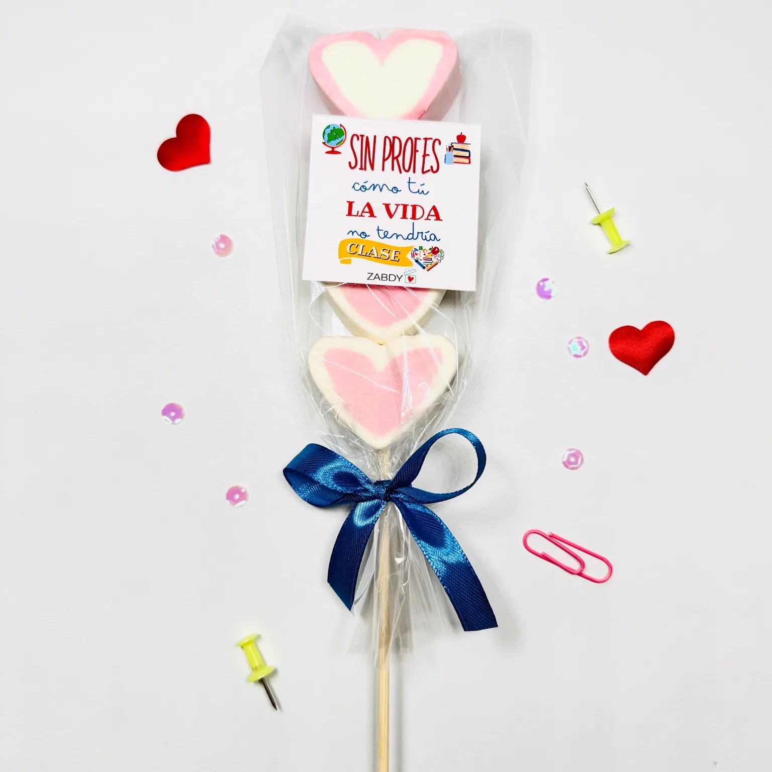 Brocheta de Nubes en Forma de Corazón para Profes – Detalle Dulce de Agradecimiento