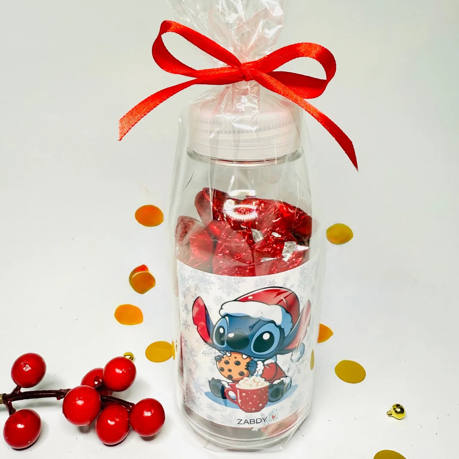 Botella de Bombones de Corazón – Stitch Navidad