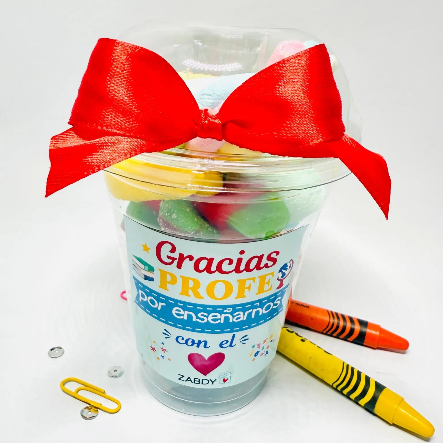 Vaso de Gominolas y Nubes – “Gracias Profe por Enseñarnos con el Corazón”