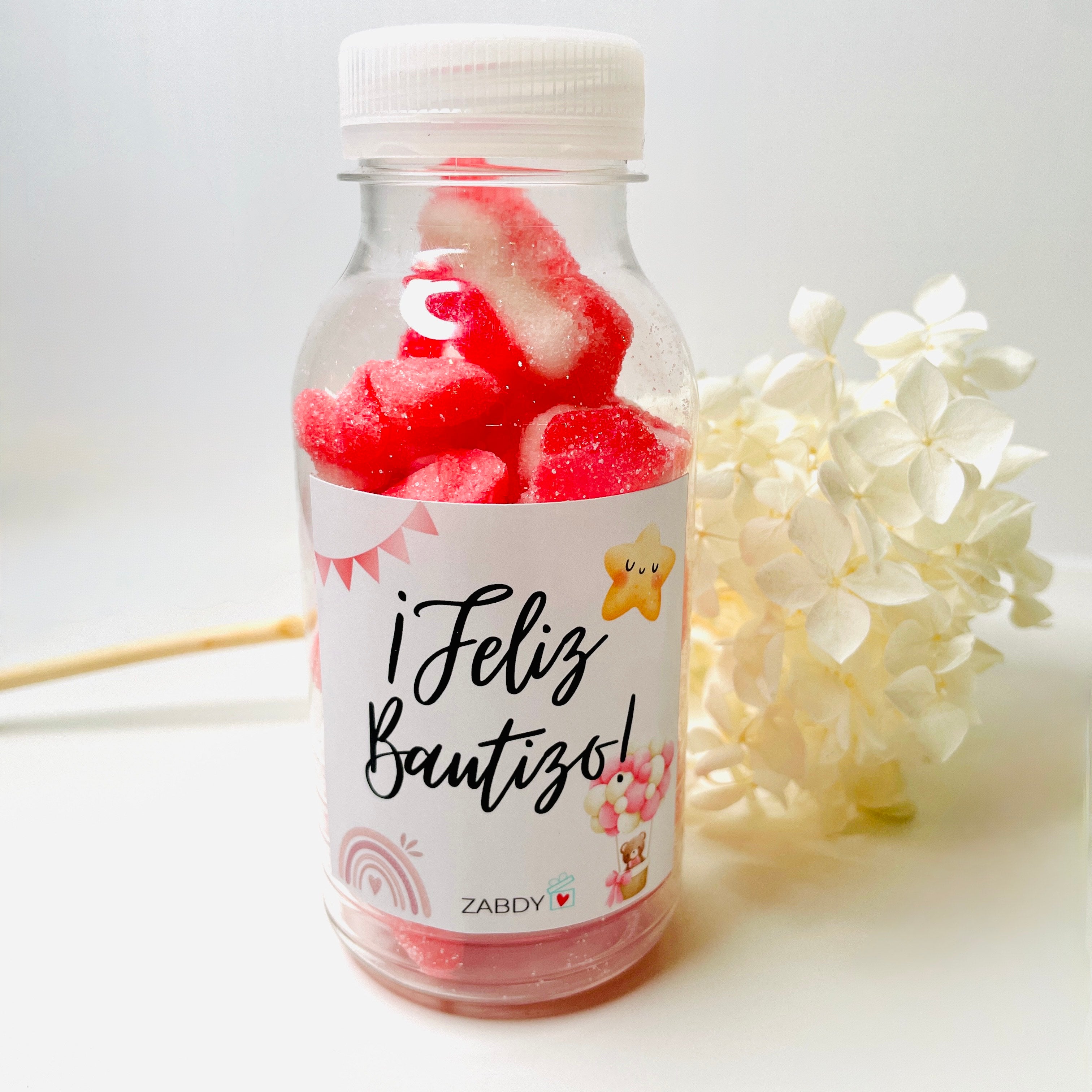 Botellita de chuches ¡Feliz Bautizo! – Niña