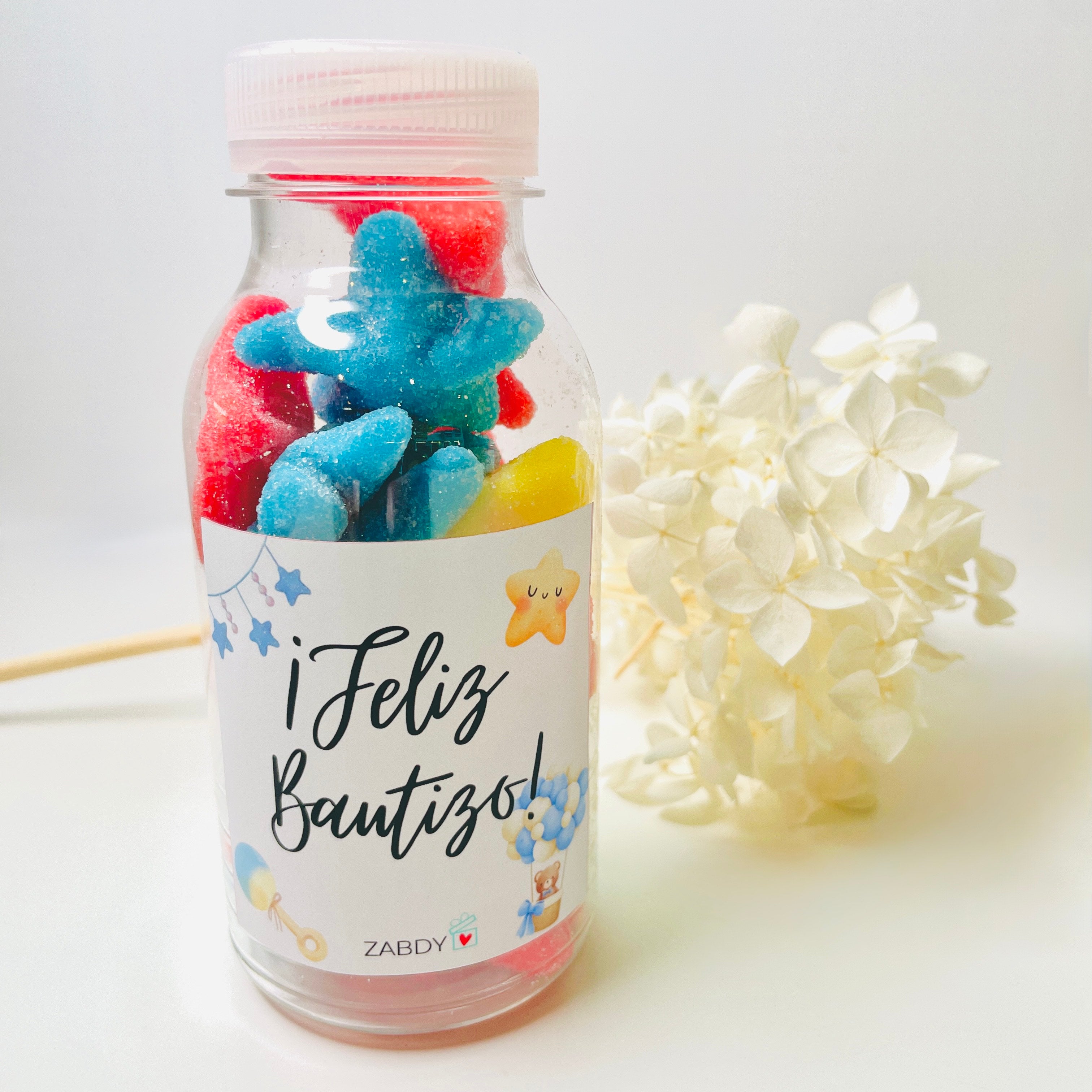 Botellita de chuches ¡Feliz Bautizo! – Niño