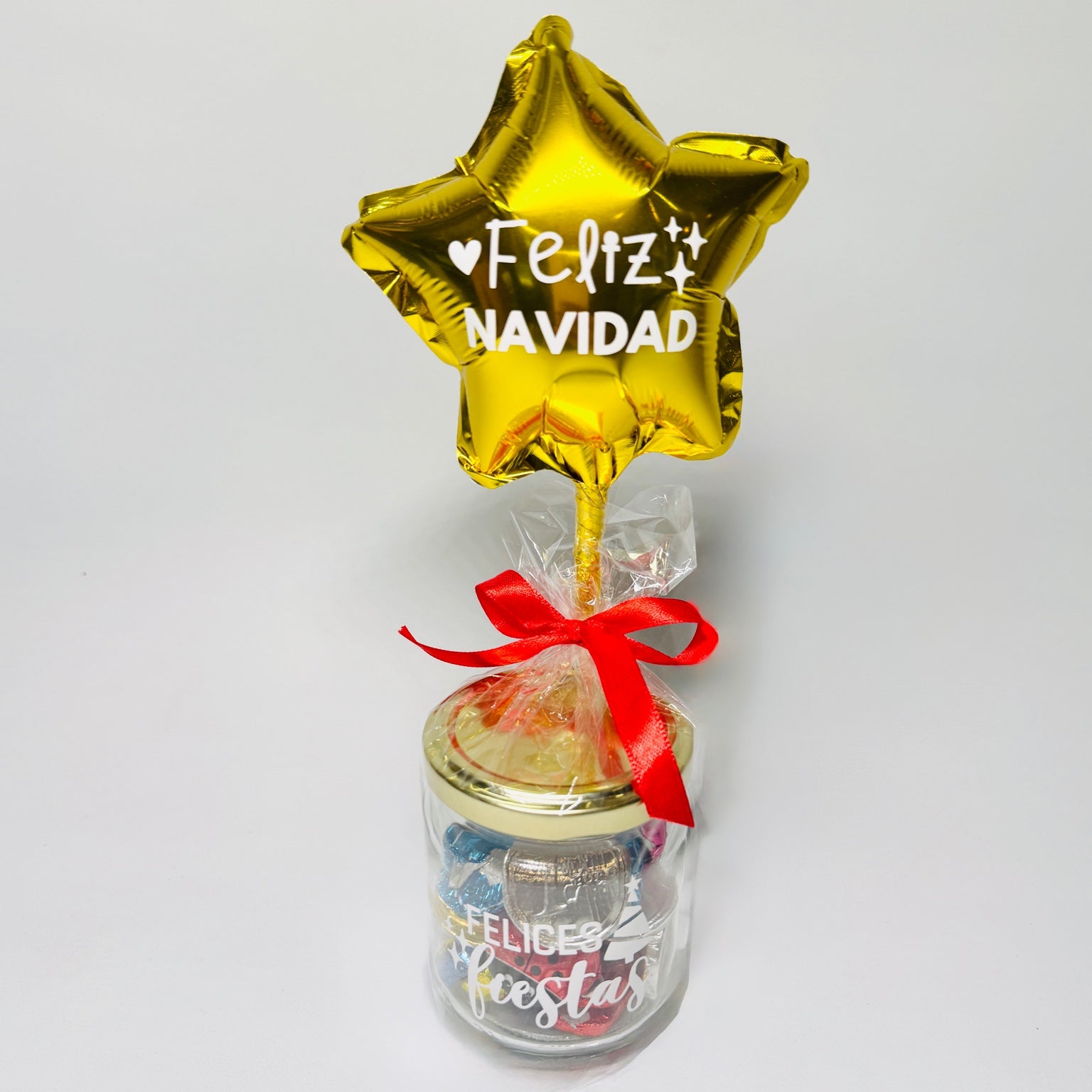 Bote Navideño con Bombones y Globo