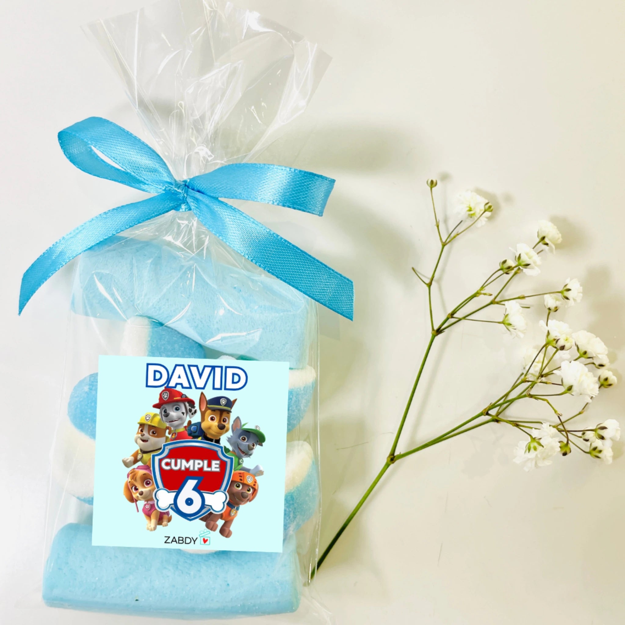 Bolsa de Gominolas y Nubes – Tonos Azules Cumpleaños