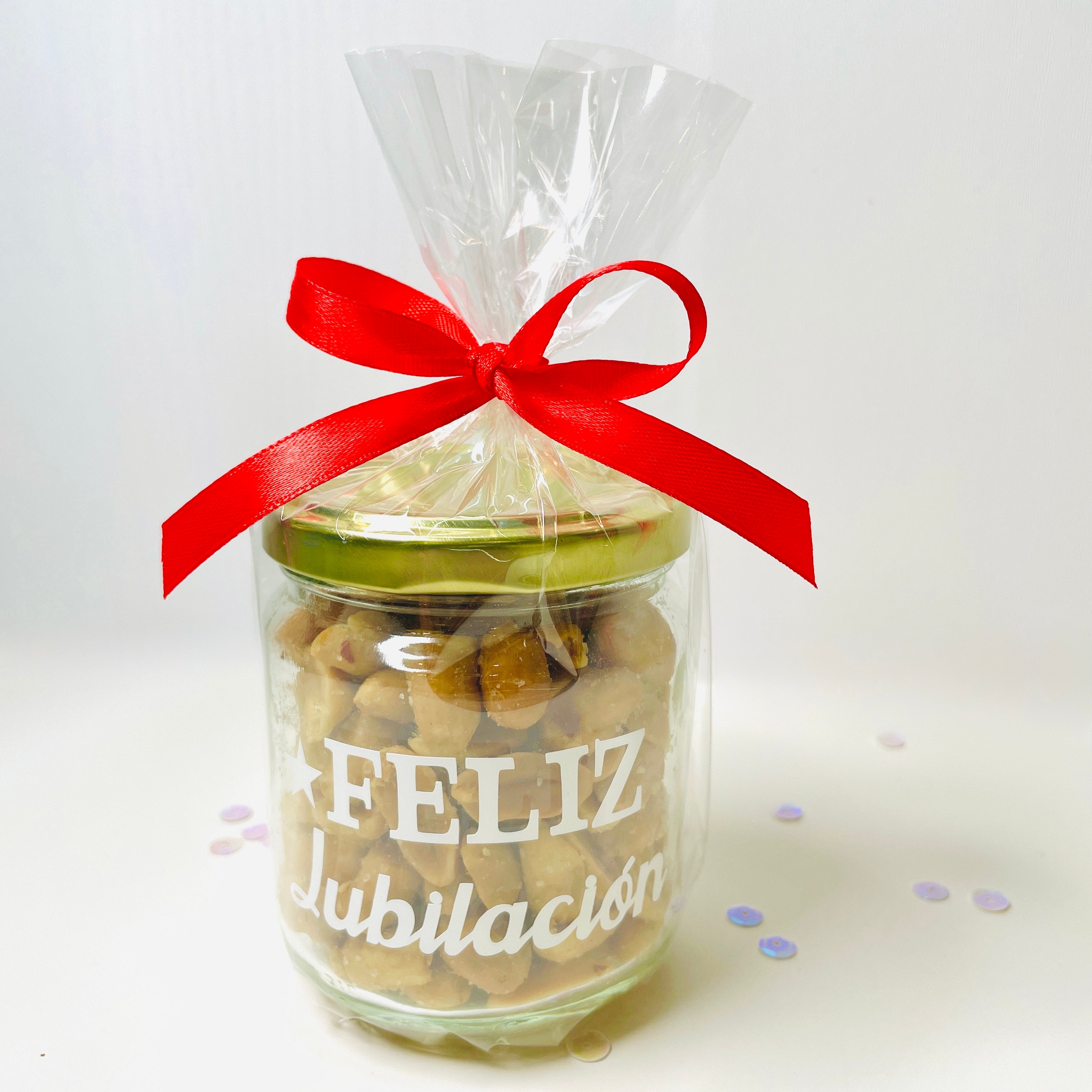 Bote de frutos secos "Feliz Jubilación"
