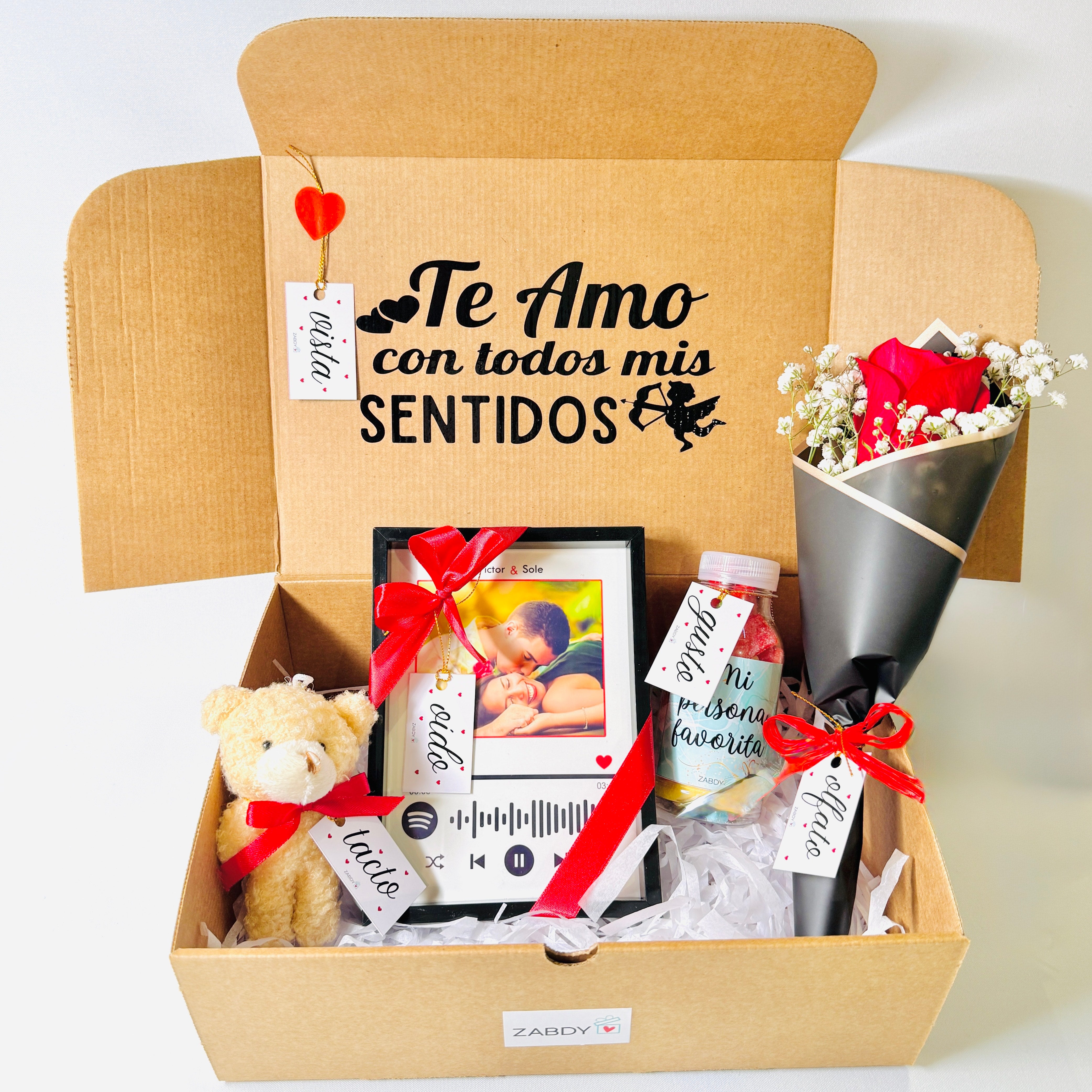 Caja Regalo Te Amo Con Todos Mis Sentidos