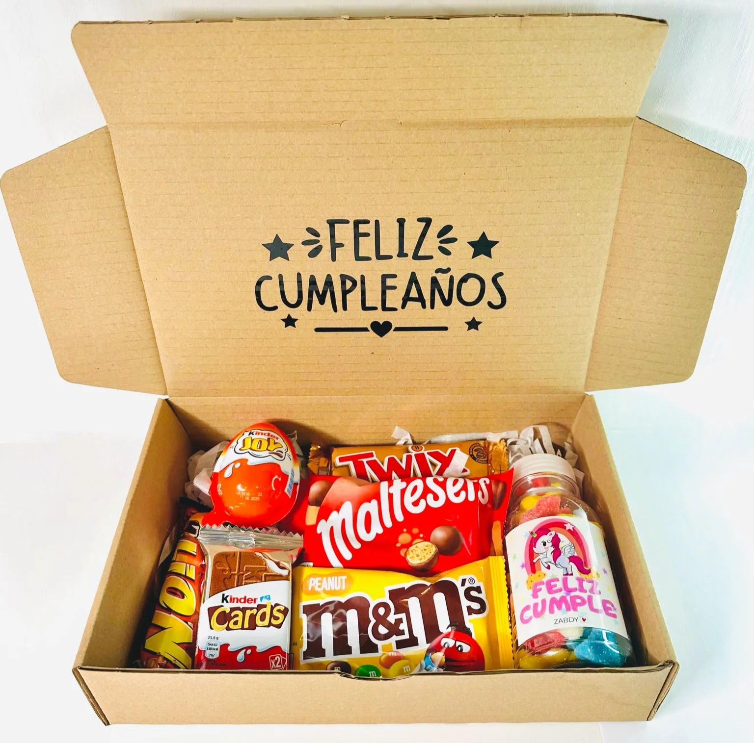 Caja "Feliz Cumpleaños" con Chocolates y Gominolas – Regalo Dulce y Personalizado