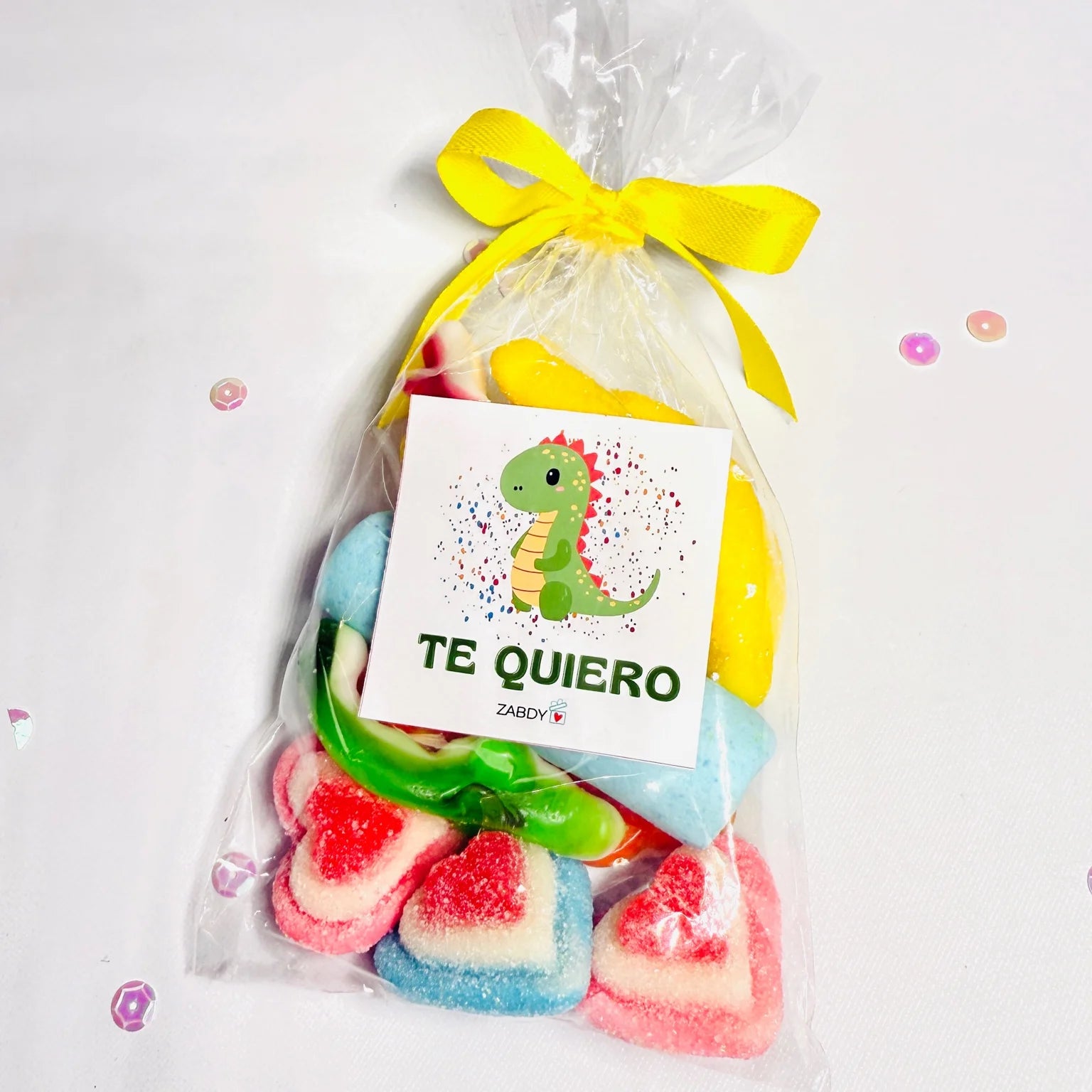 Bolsita De Gominolas Con Etiqueta Dinosaurio “Te Quiero”