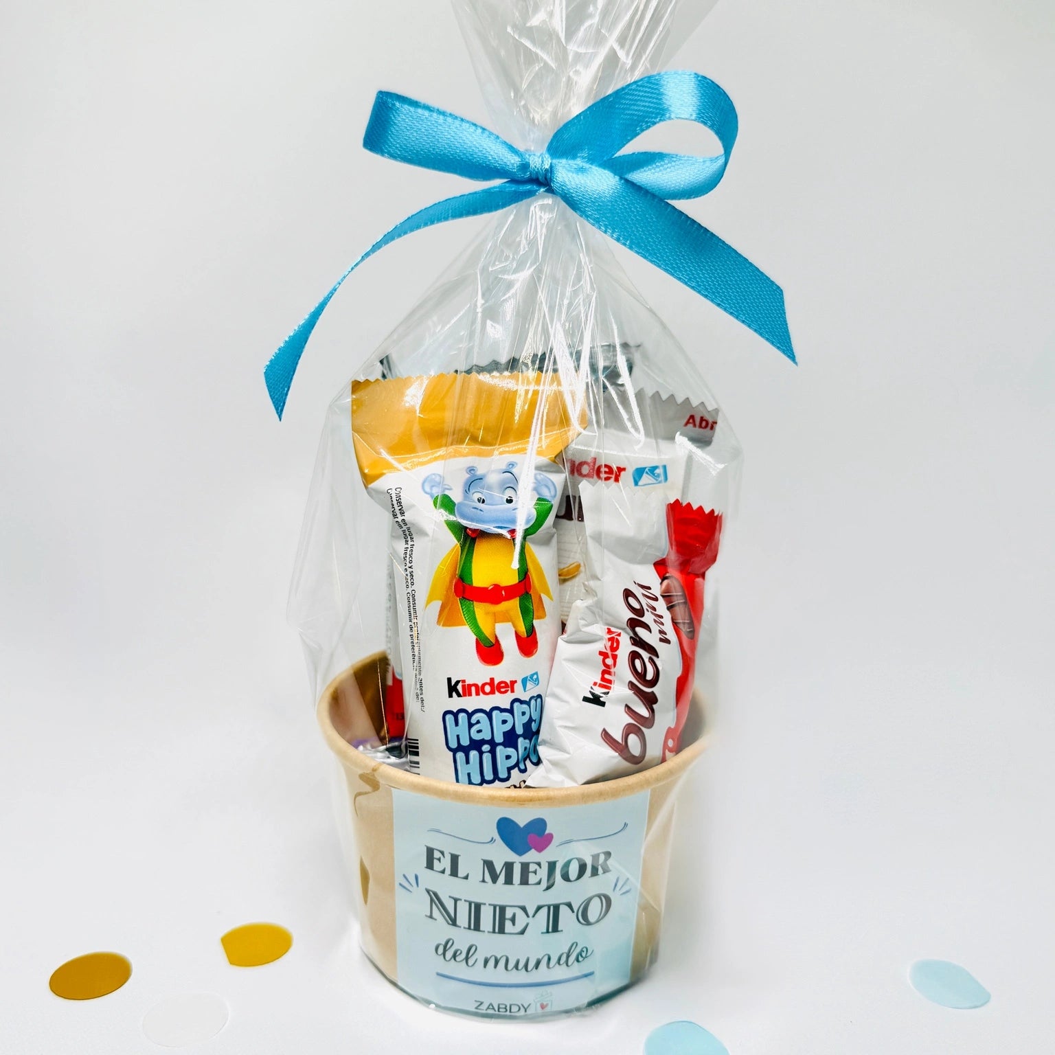 Mini Tarro Kraft con Chocolates Kinder – Regalo Dulce para Nietos