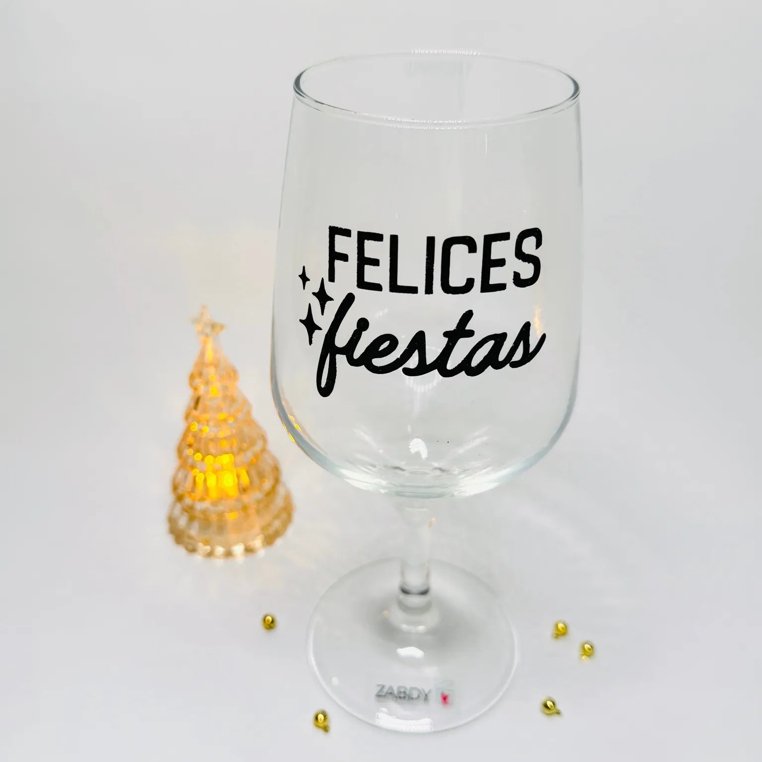 Copa de Vino “Felices Fiestas” – Edición Navideña Pintada a Mano