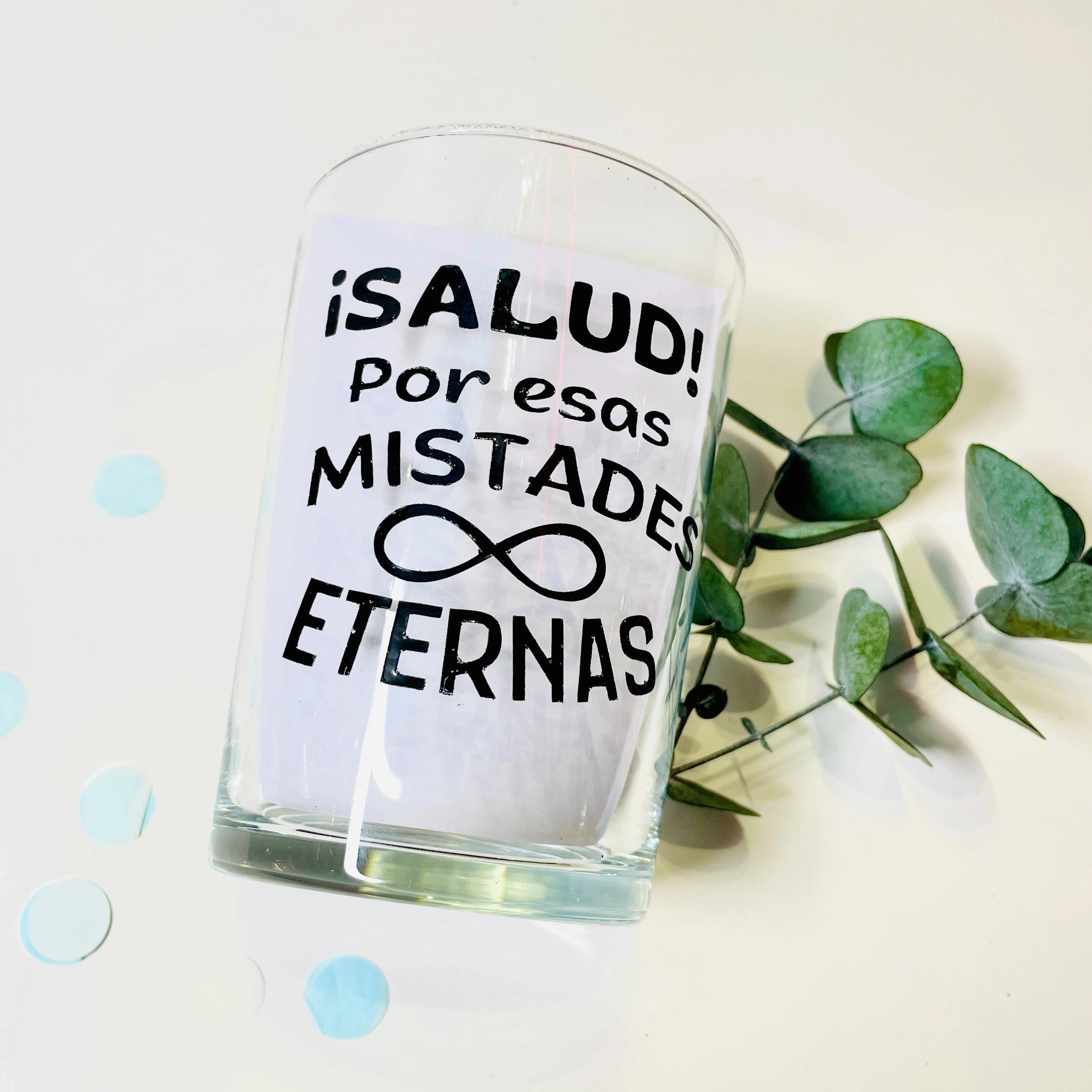Vaso De Sidra Pintado A Mano “Salud Por Esas Amistades Eternas”