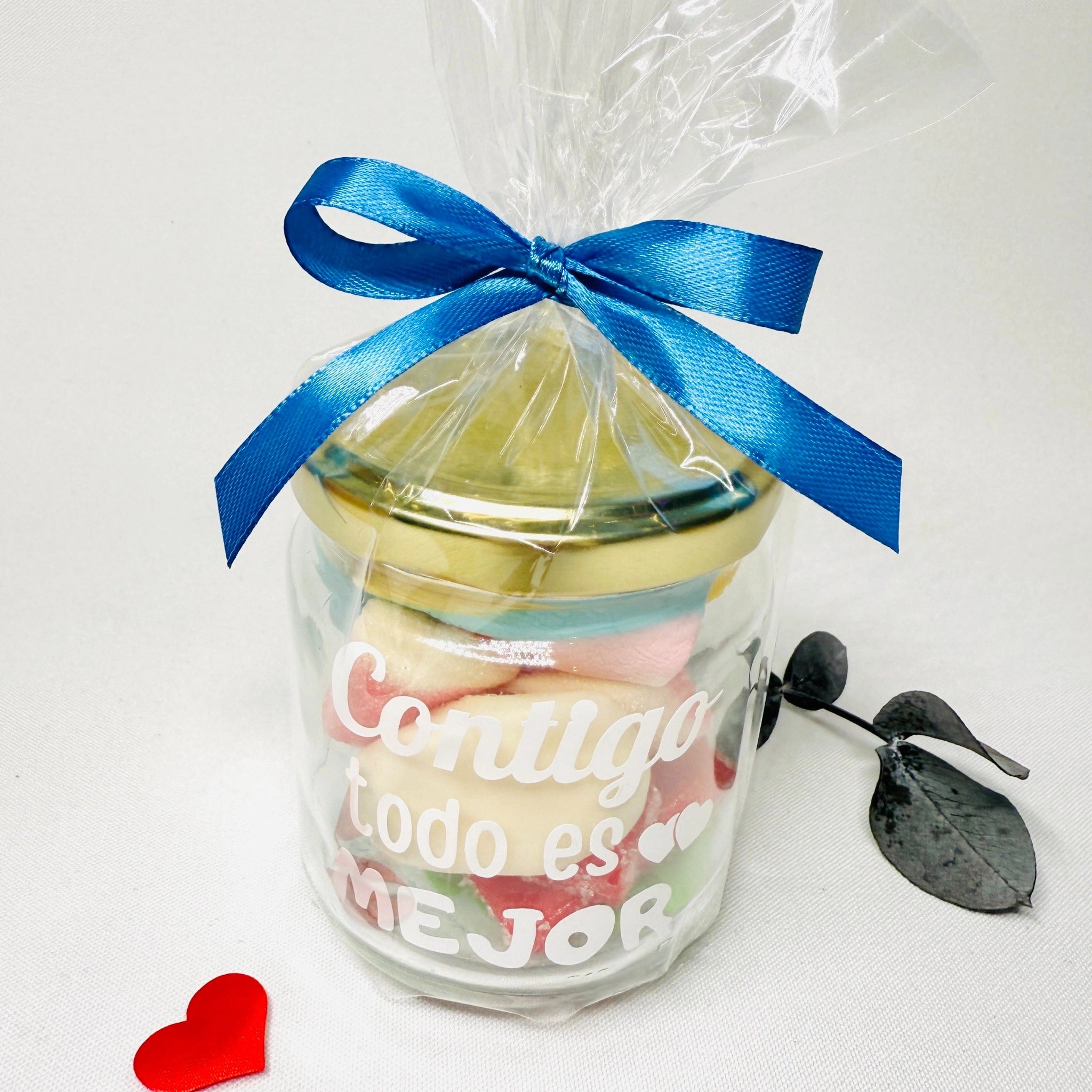 Bote Pequeño De Gominolas “Contigo Todo Es Mejor”