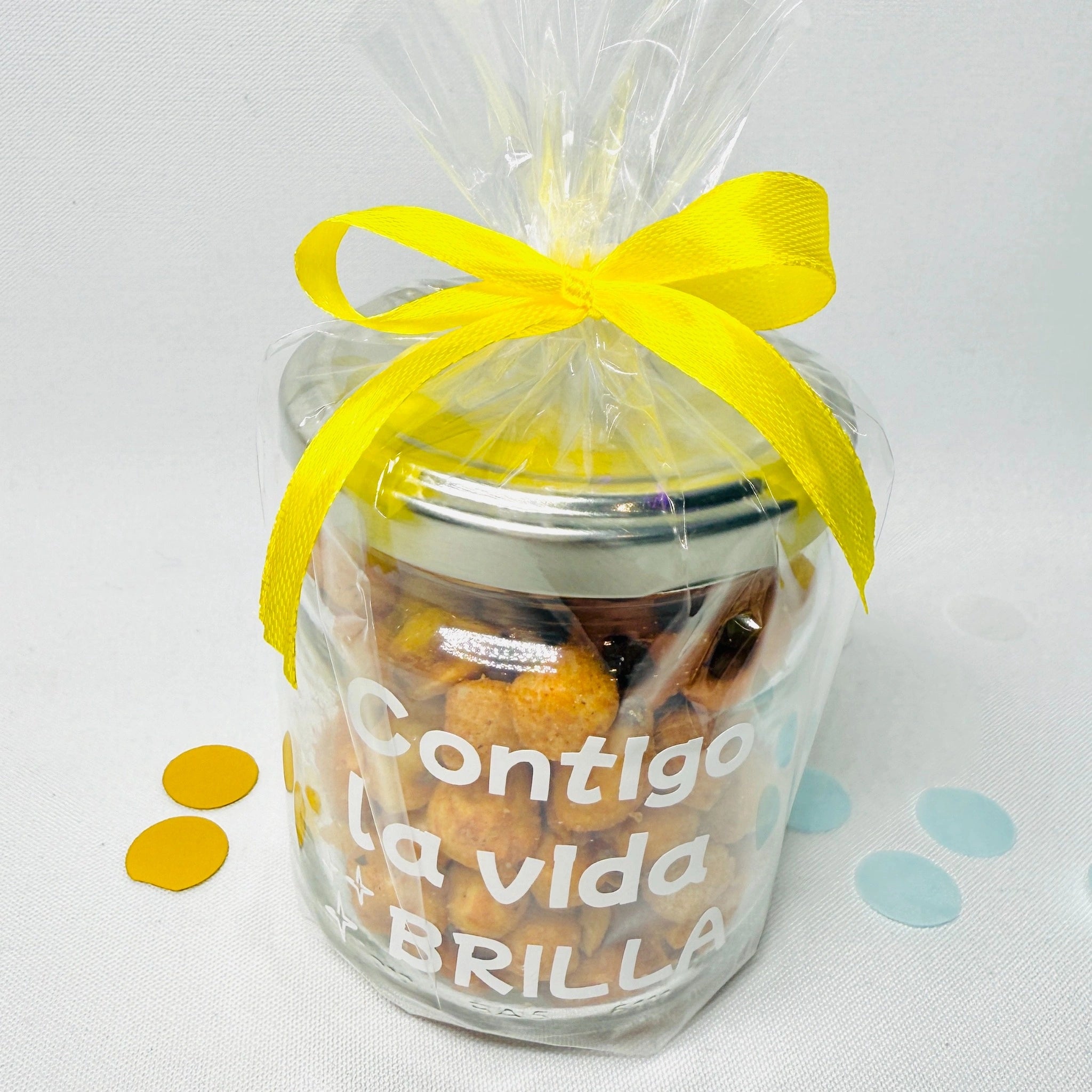 Bote Pequeño De Frutos Secos “Contigo La Vida Brilla”