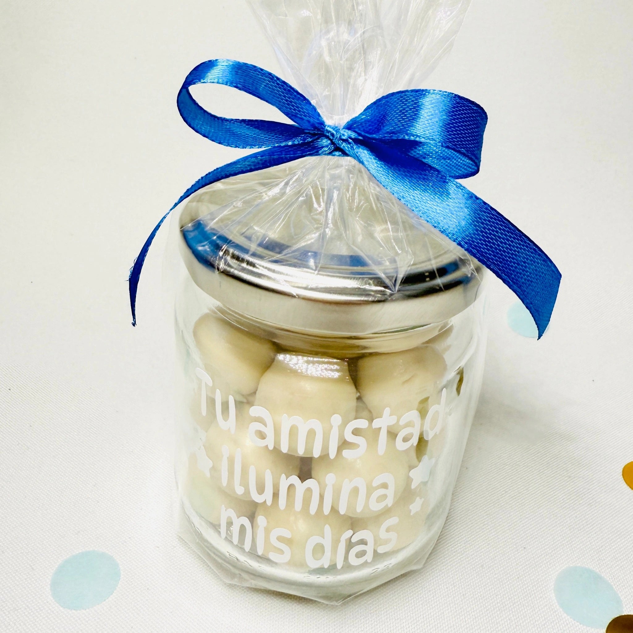 Bote De Bolas De Chocolate “Tu Amistad Ilumina Mis Días”