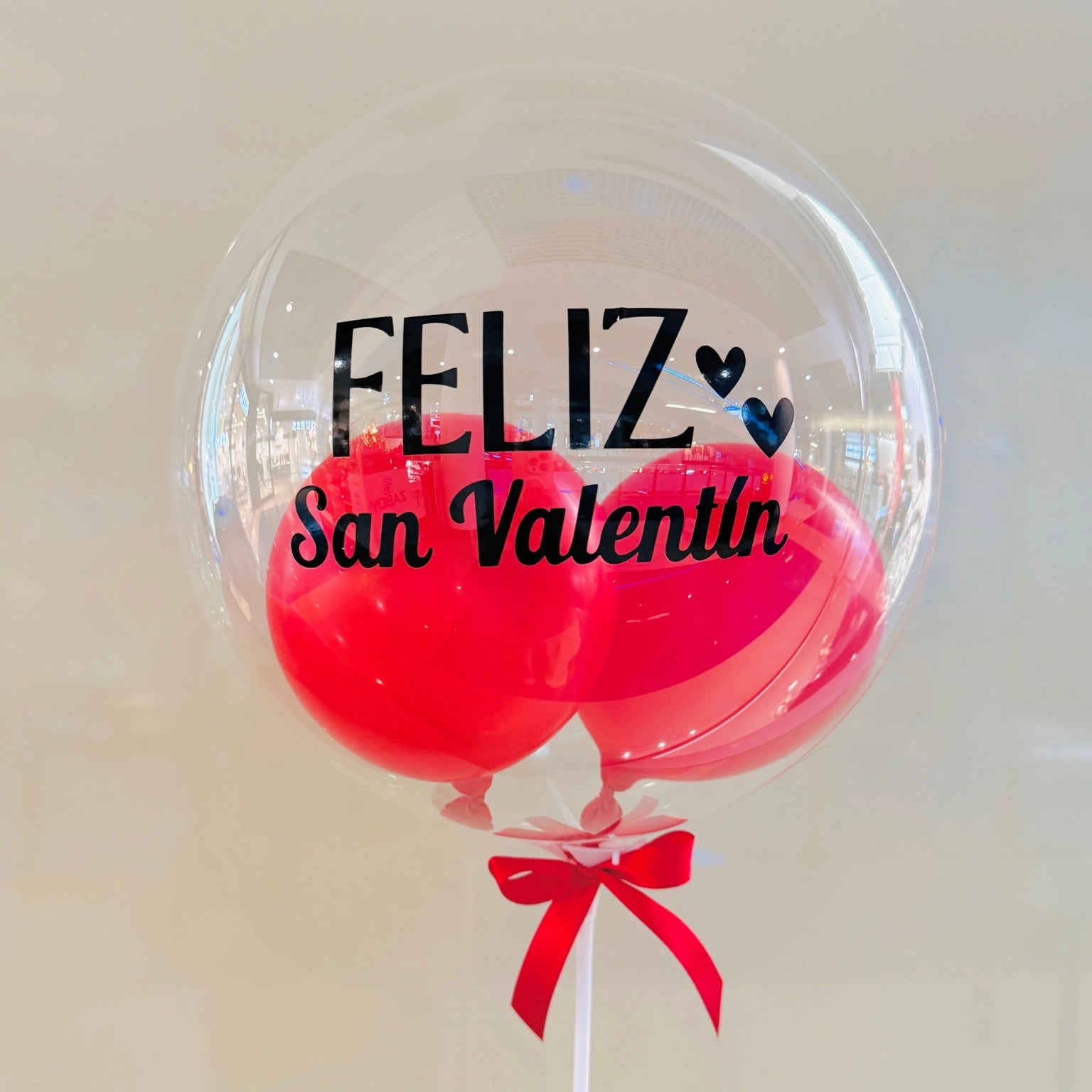 Globo Burbuja San Valentín “Feliz San Valentín” con Corazones