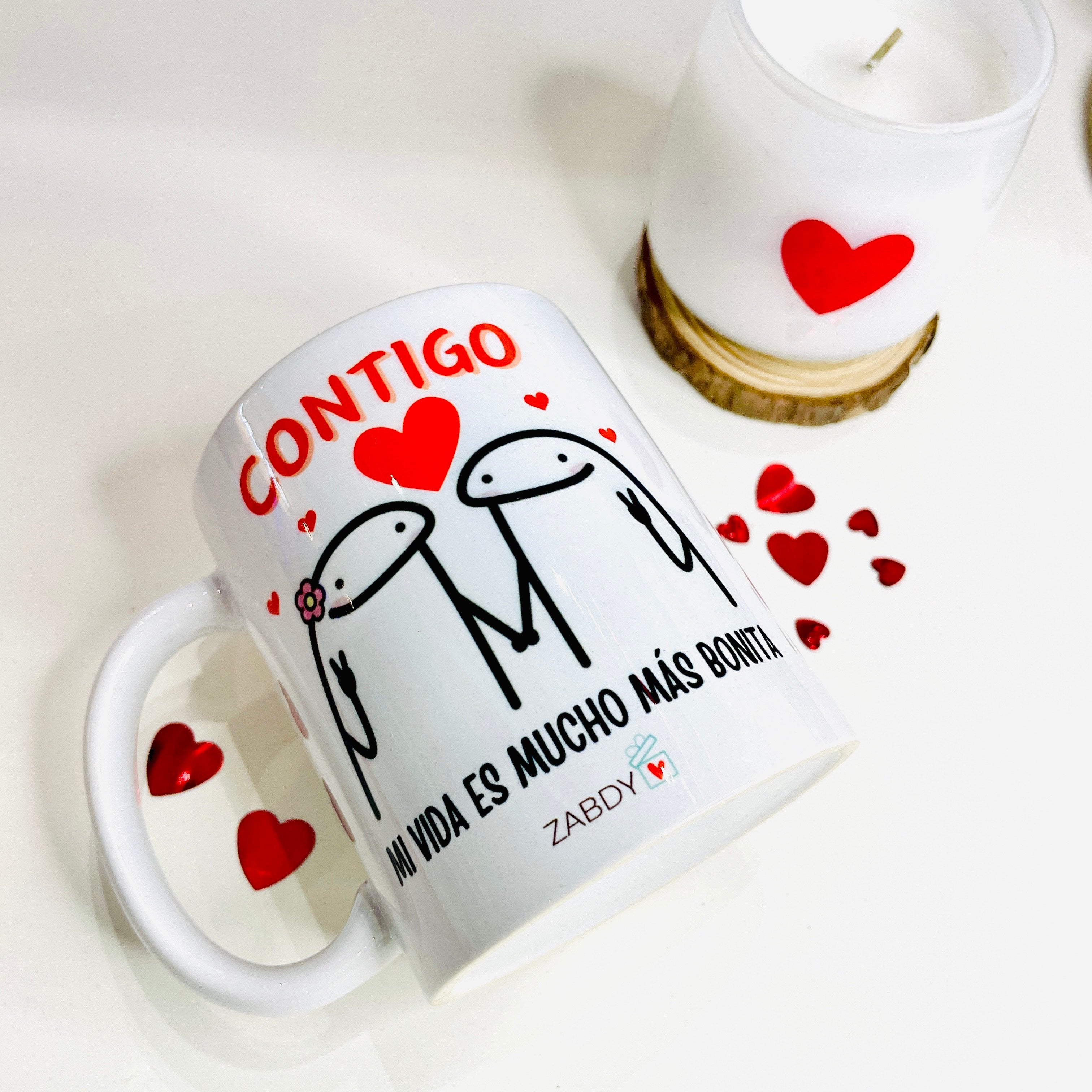 Taza personalizada “Contigo mi vida es mucho más bonita”