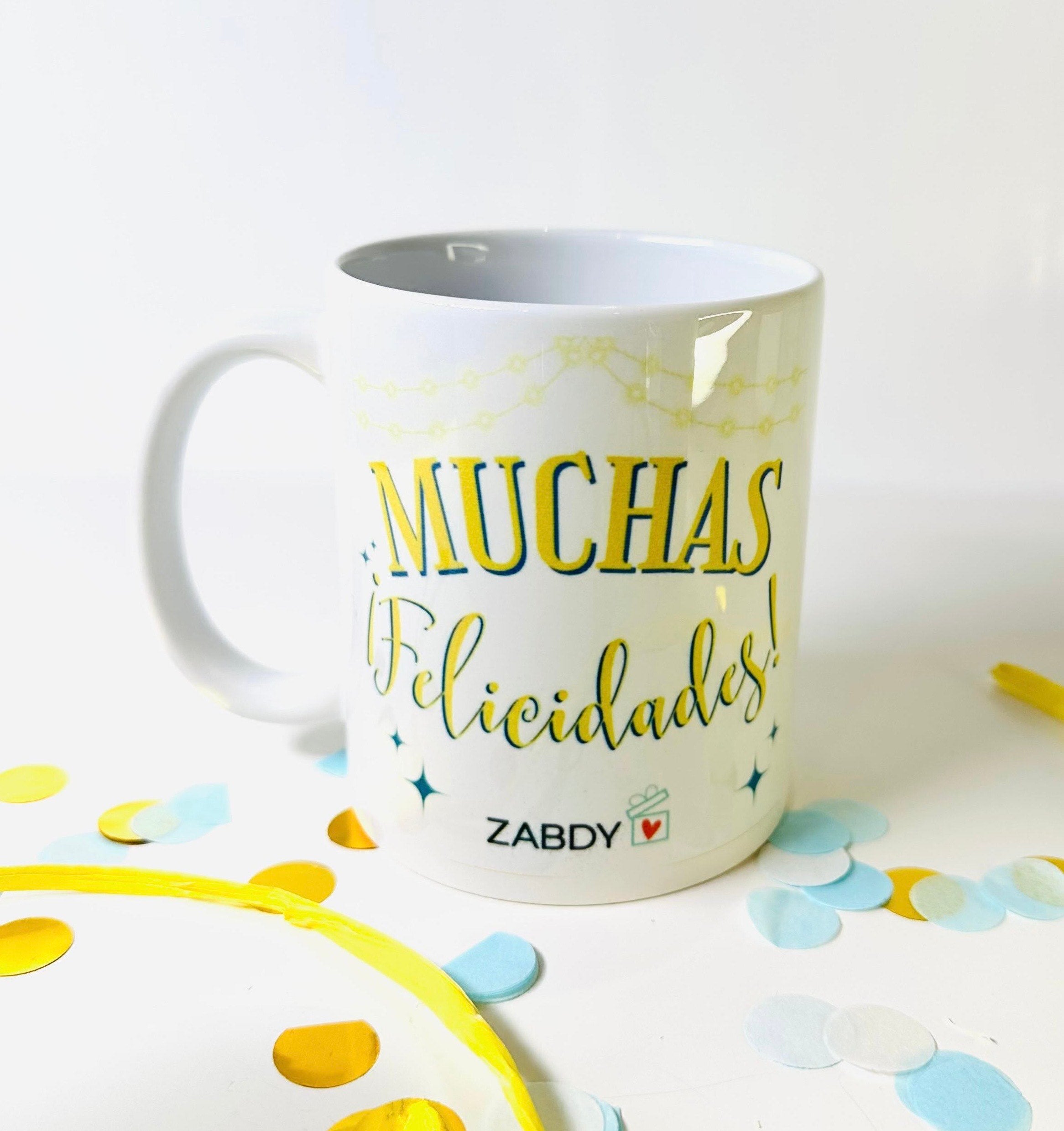 Taza personalizada “Muchas felicidades”