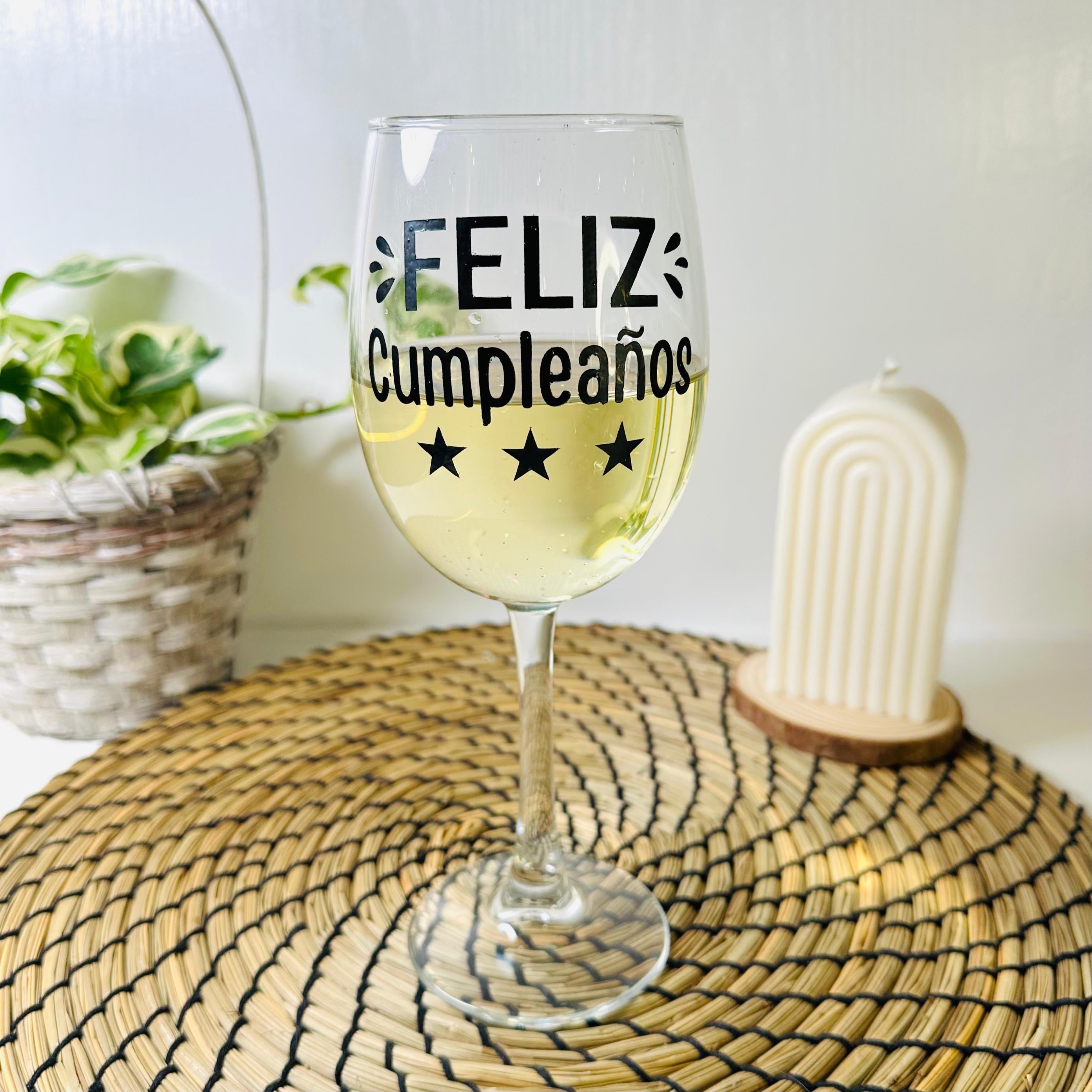 Copa de Vino Feliz Cumpleaños