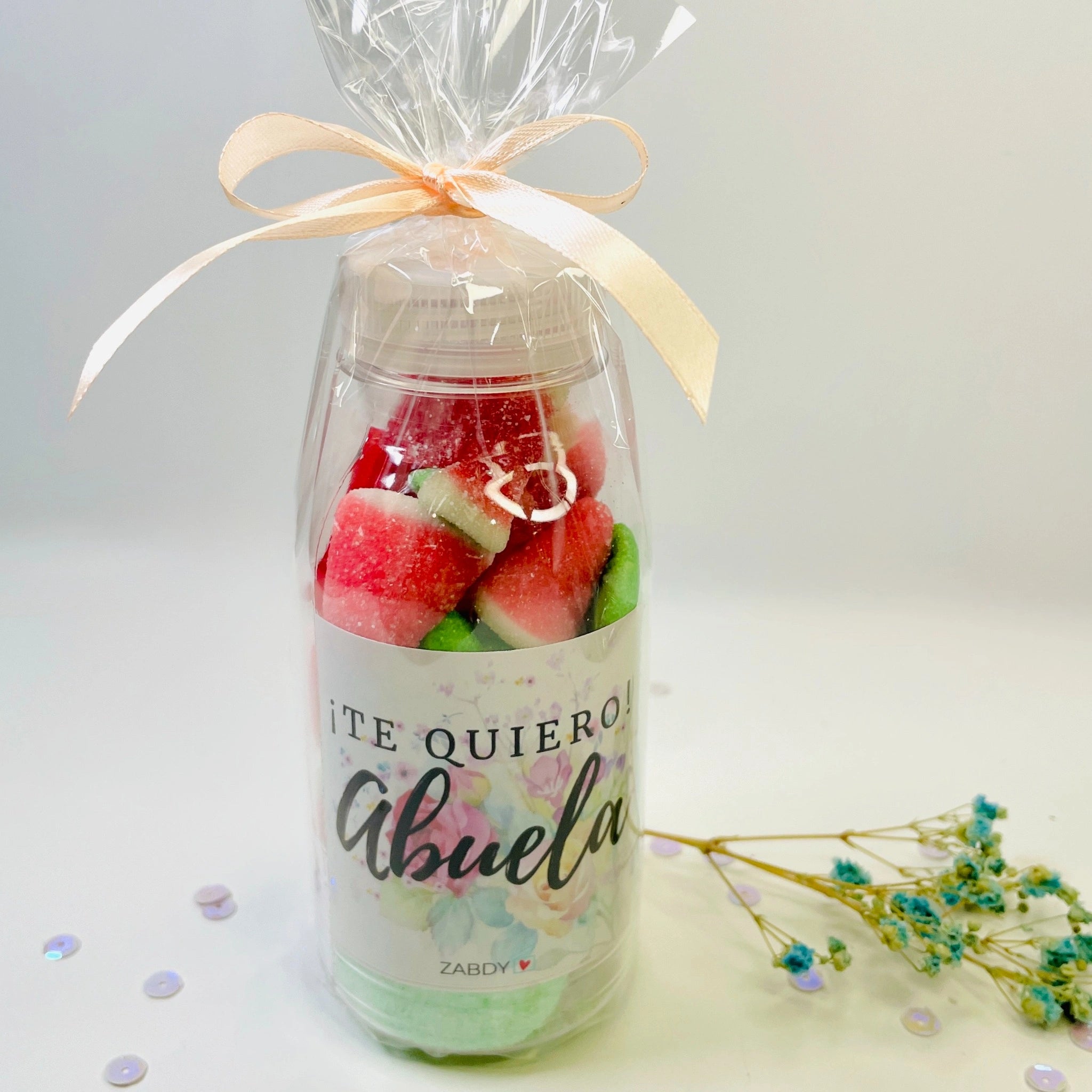 Botella De Gominolas Y Nubes "Te Quiero Abuela"