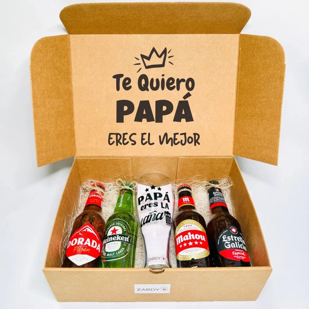 Caja Regalo “Te Quiero Papá” – Regalo Original con Cervezas para Papá