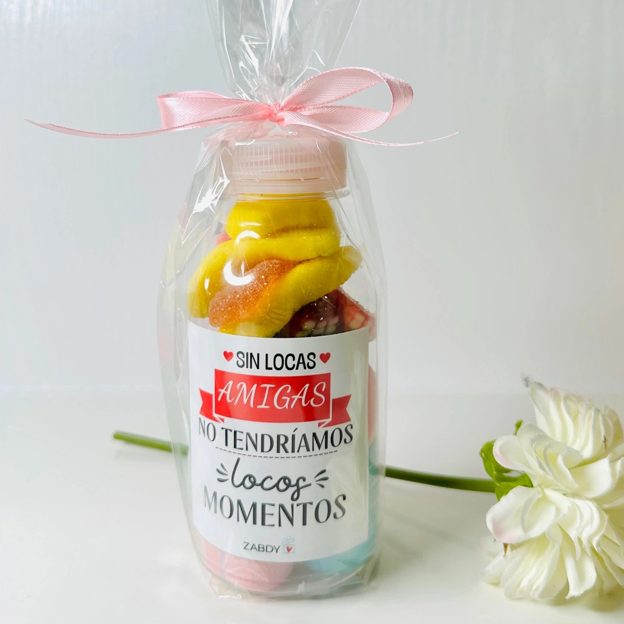 Botella De Gominolas “Sin Locas Amigas” – Detalle Dulce Para Amigas Especiales