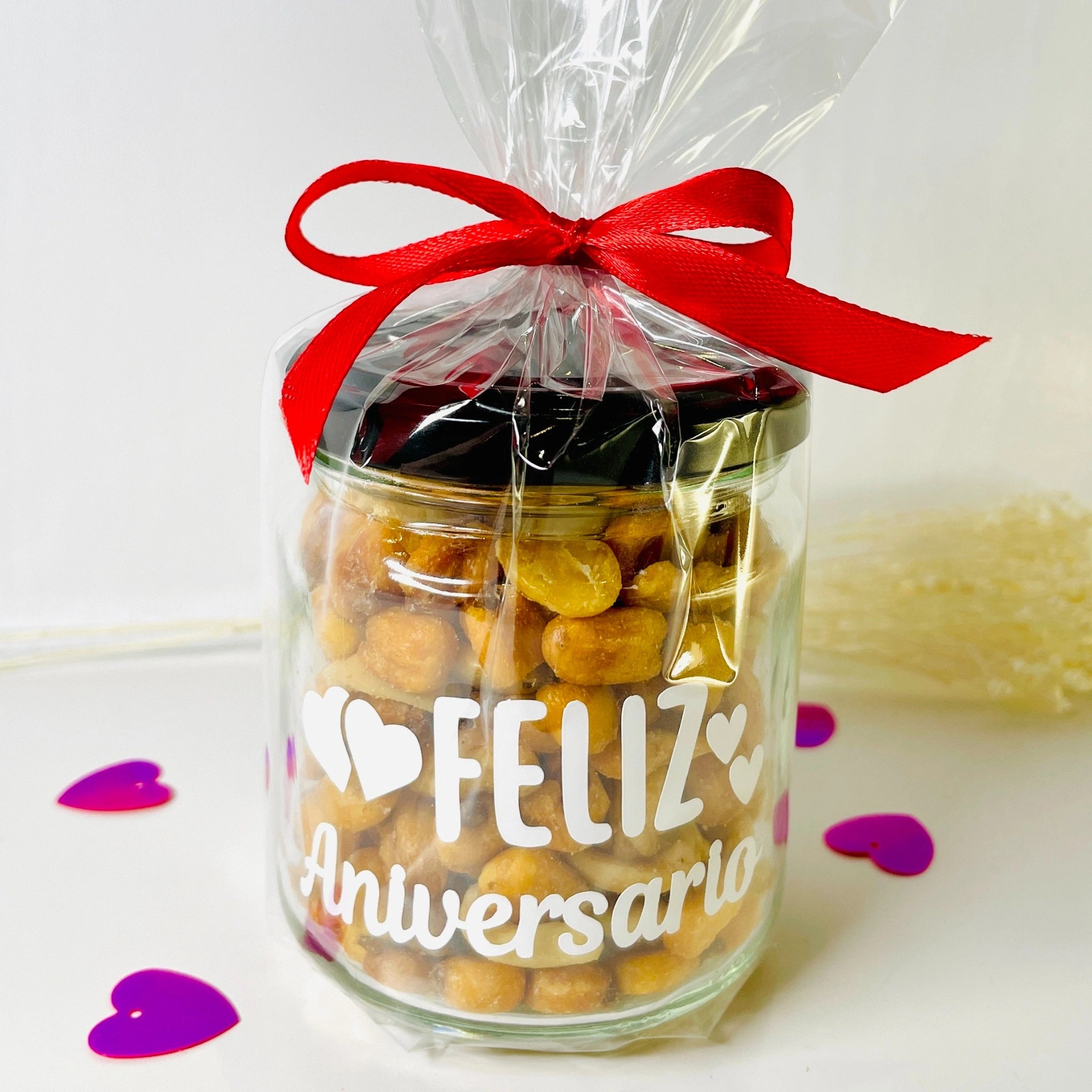 Bote Pequeño De Frutos Secos Feliz Aniversario