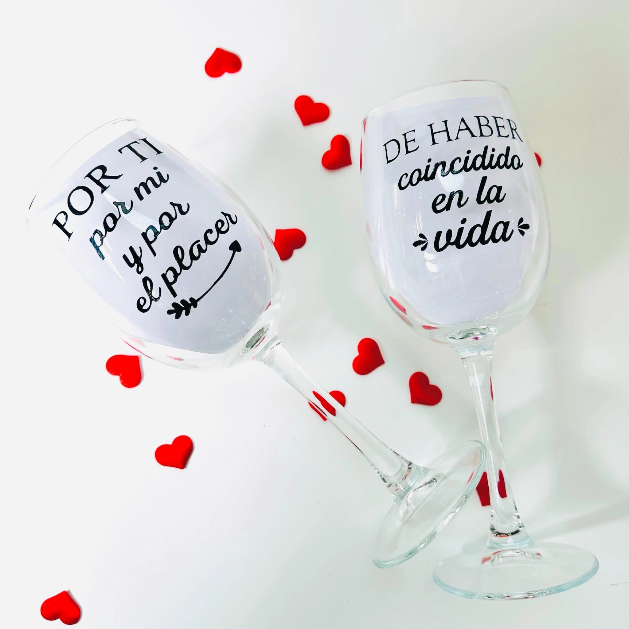 Copas De Vino Dúo Por Ti Por Mi Y Por El Placer