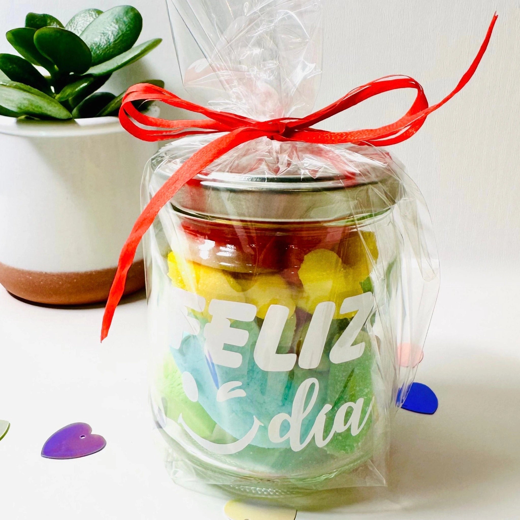 Bote De Gominolas Pequeño Feliz Día