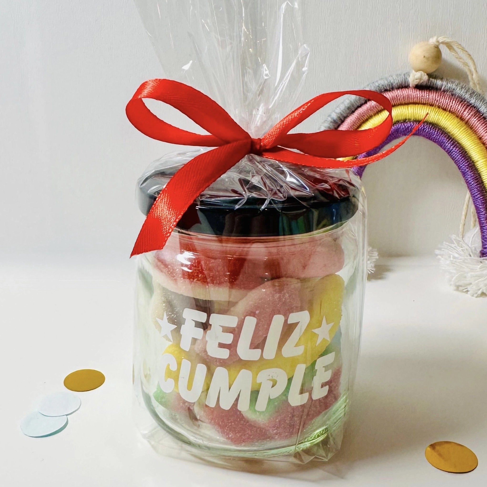 Bote De Gominolas Pequeño Feliz Cumple