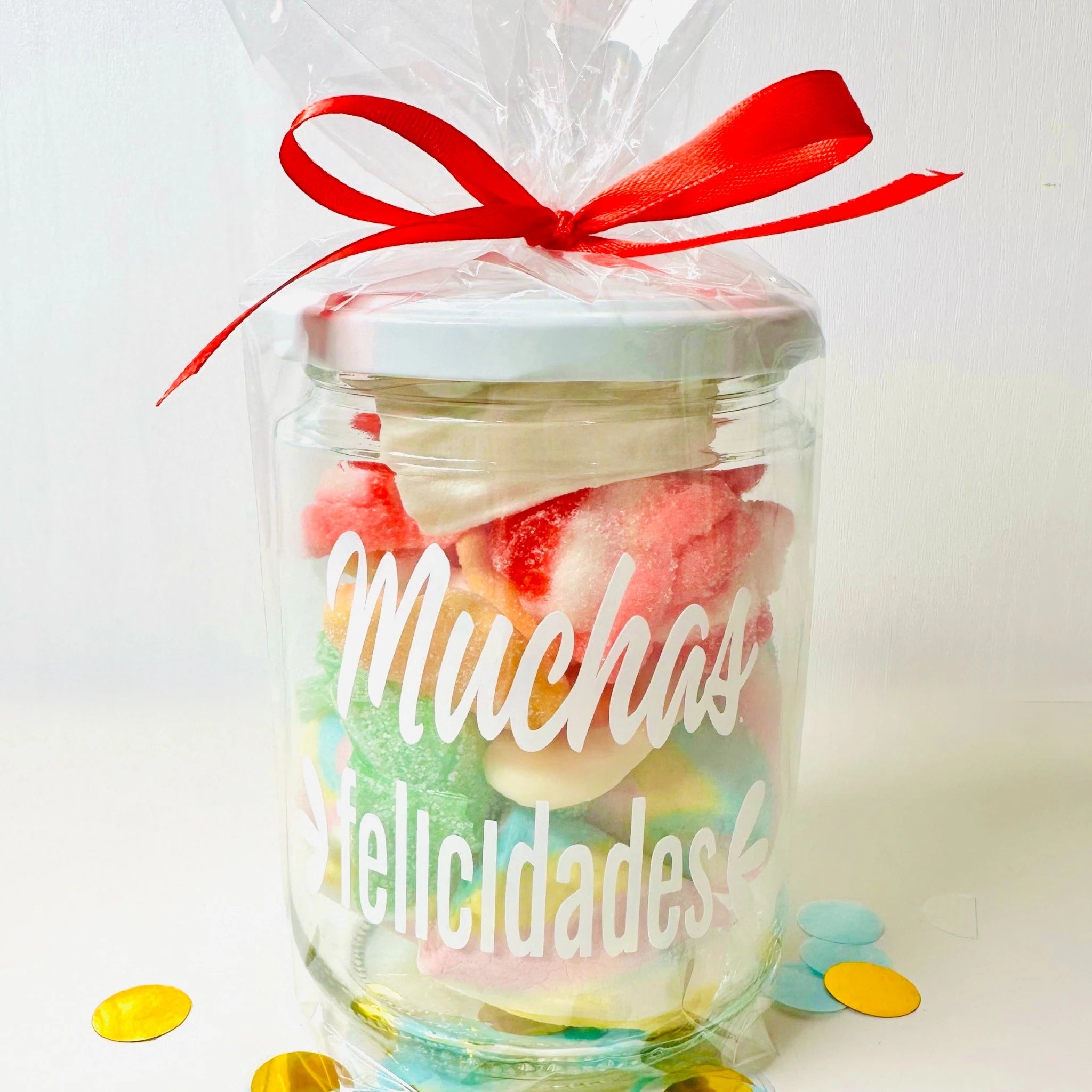 Bote De Gominolas Grande Muchas Felicidades