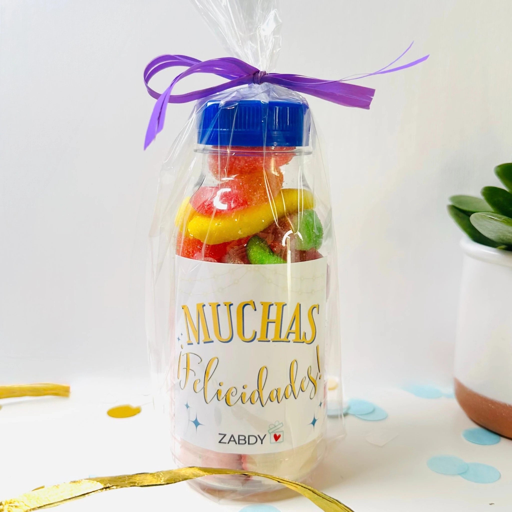 Botella De Gominolas Muchas Felicidades
