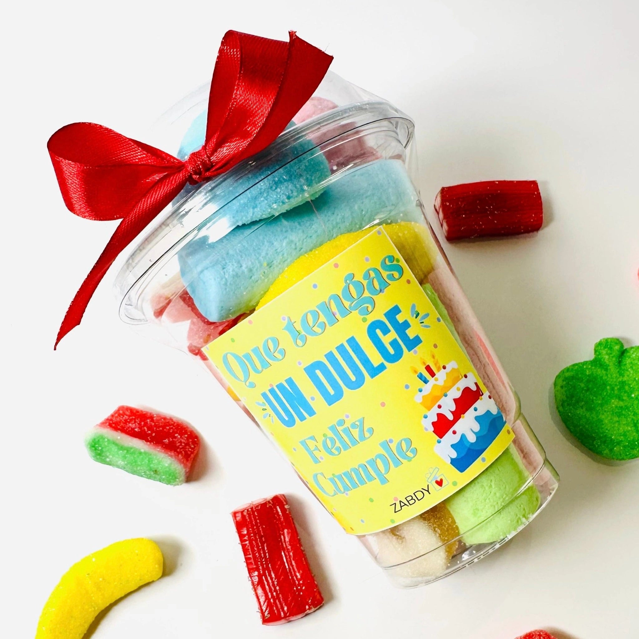 Vaso De Gominolas Grande Que Tengas Un Dulce Feliz Cumple