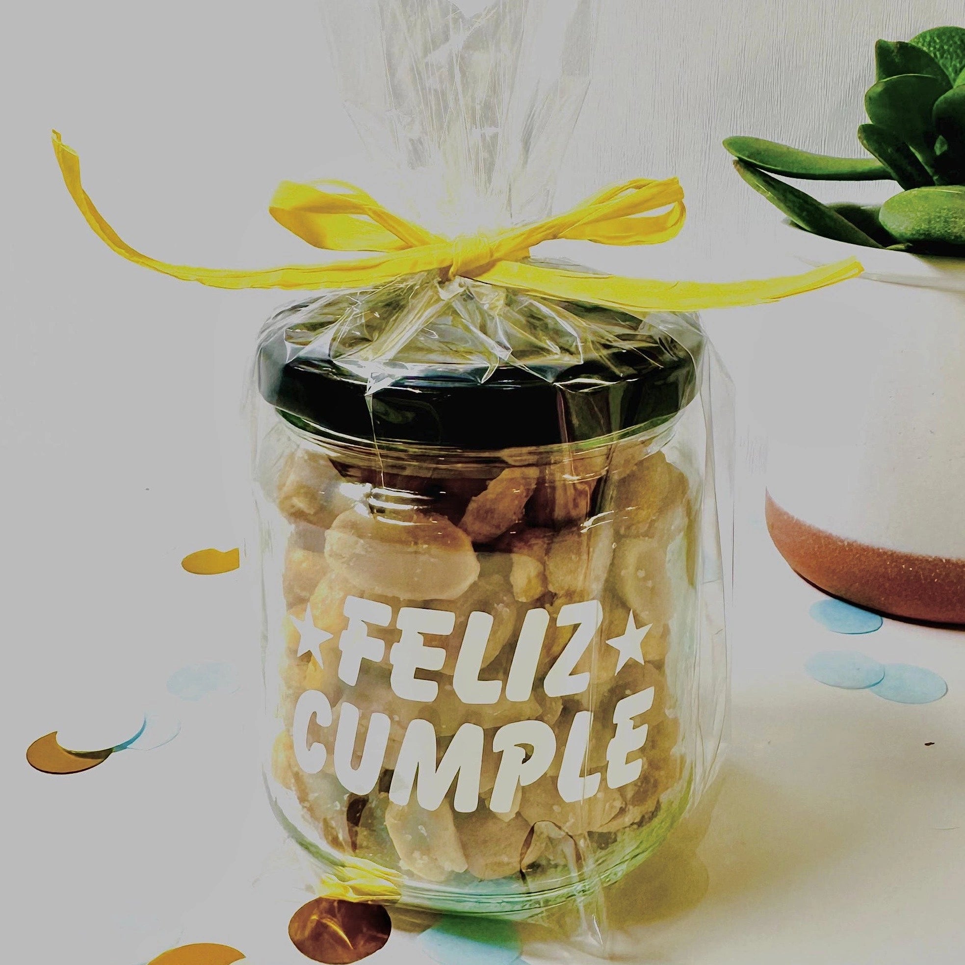 Bote Pequeño De Frutos Secos Feliz Cumple