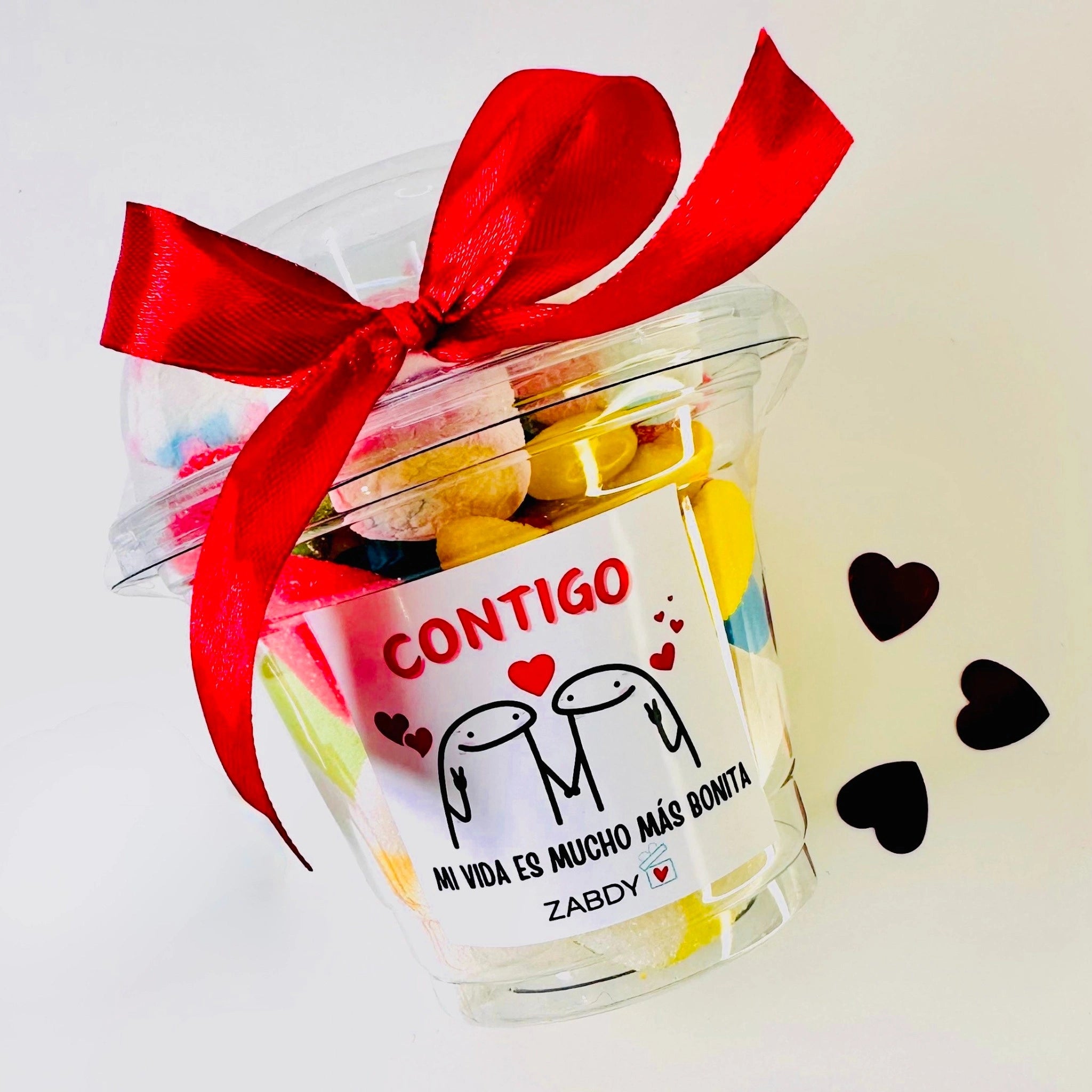 Vaso De Gominolas Pequeño Contigo Mi Vida Es Bonita