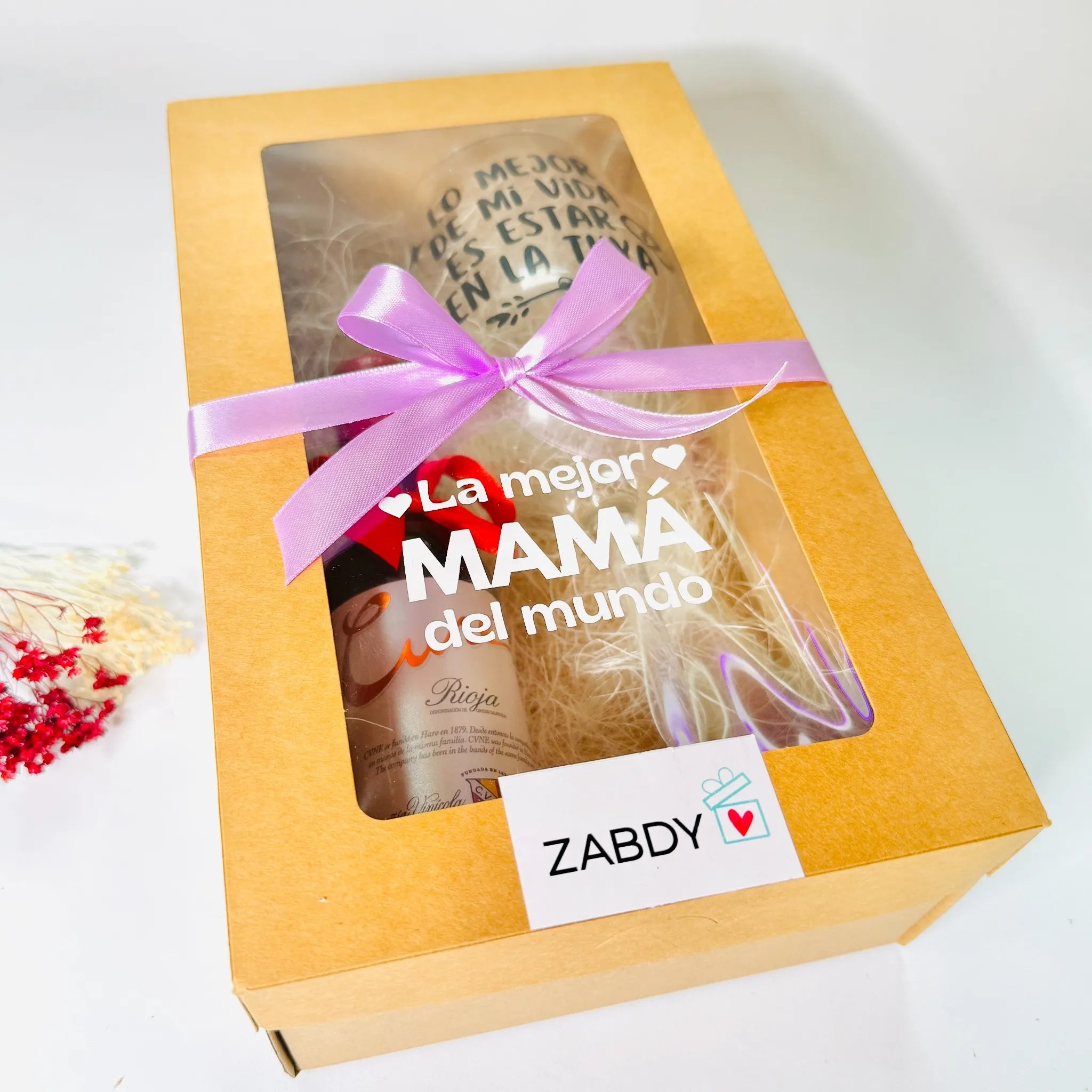 Caja Regalo “La Mejor Mamá del Mundo” – Copa y Mini Vino