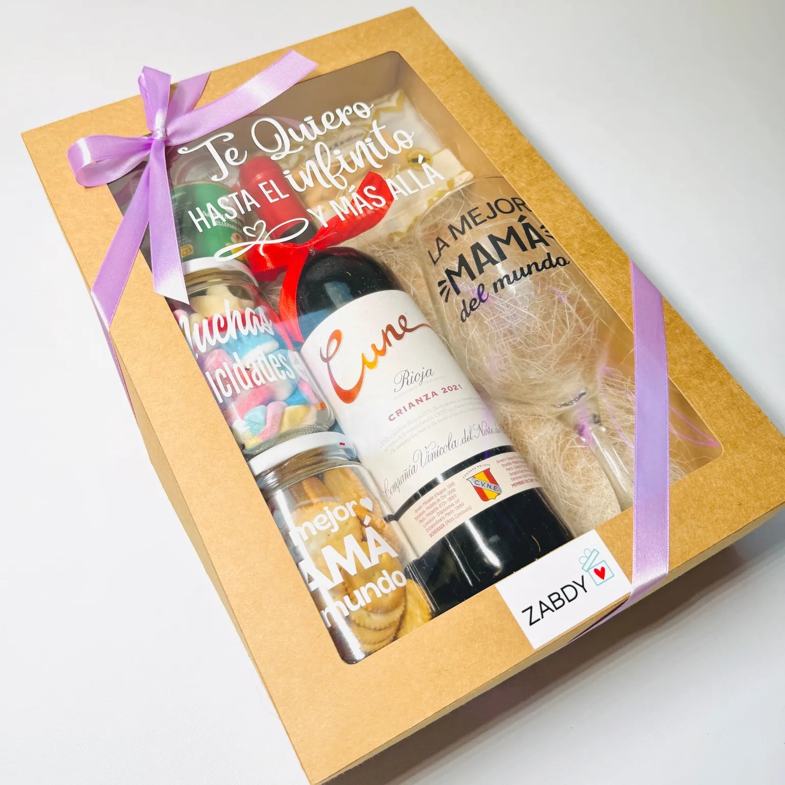 Caja Regalo “Te Quiero Hasta el Infinito” – Vino y Copa Personalizada